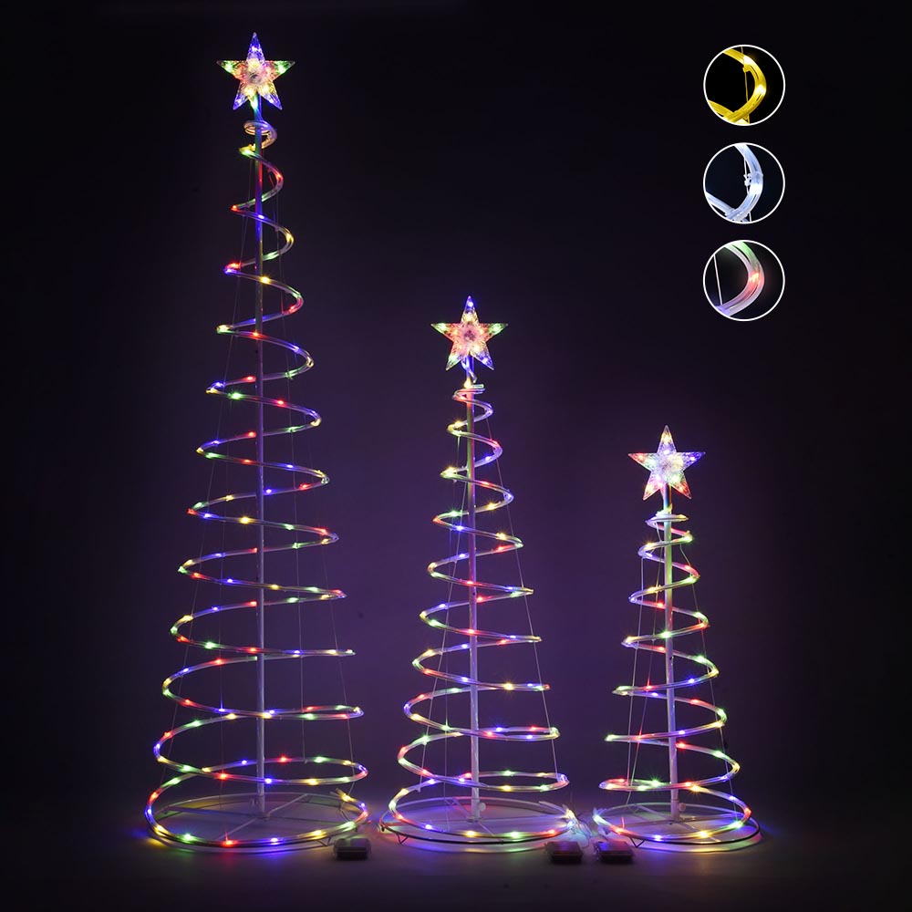 3-Pack Spiral Christmas Trees with Battery Operation - Decorative Holiday Tabletop Decor for Home, Office, and Party