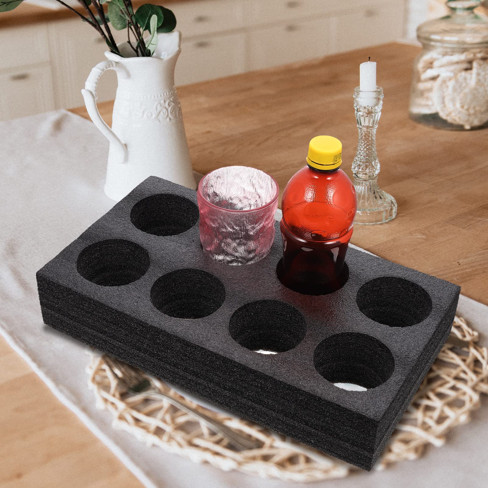 STOBOK 2-Pack Black Foam Drink Carrier Tray - 8 Hole Coffee Cup Holder for Takeout, Beverage Packaging & Fixing - Perfect for Coffee Shops, Restaurants, and Catering Services
