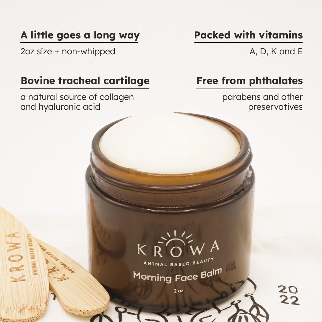Organic Grass-Fed Tallow Face Balm with Essential Oils & Collagen Peptides - Nourishing, Soothing & Hydrating Skin Care for Morning Routine - Revitalizes & Renews Skin Naturally - Phthalate & Preservative Free - Perfect for Dry Skin & Anti-Aging Daily Use