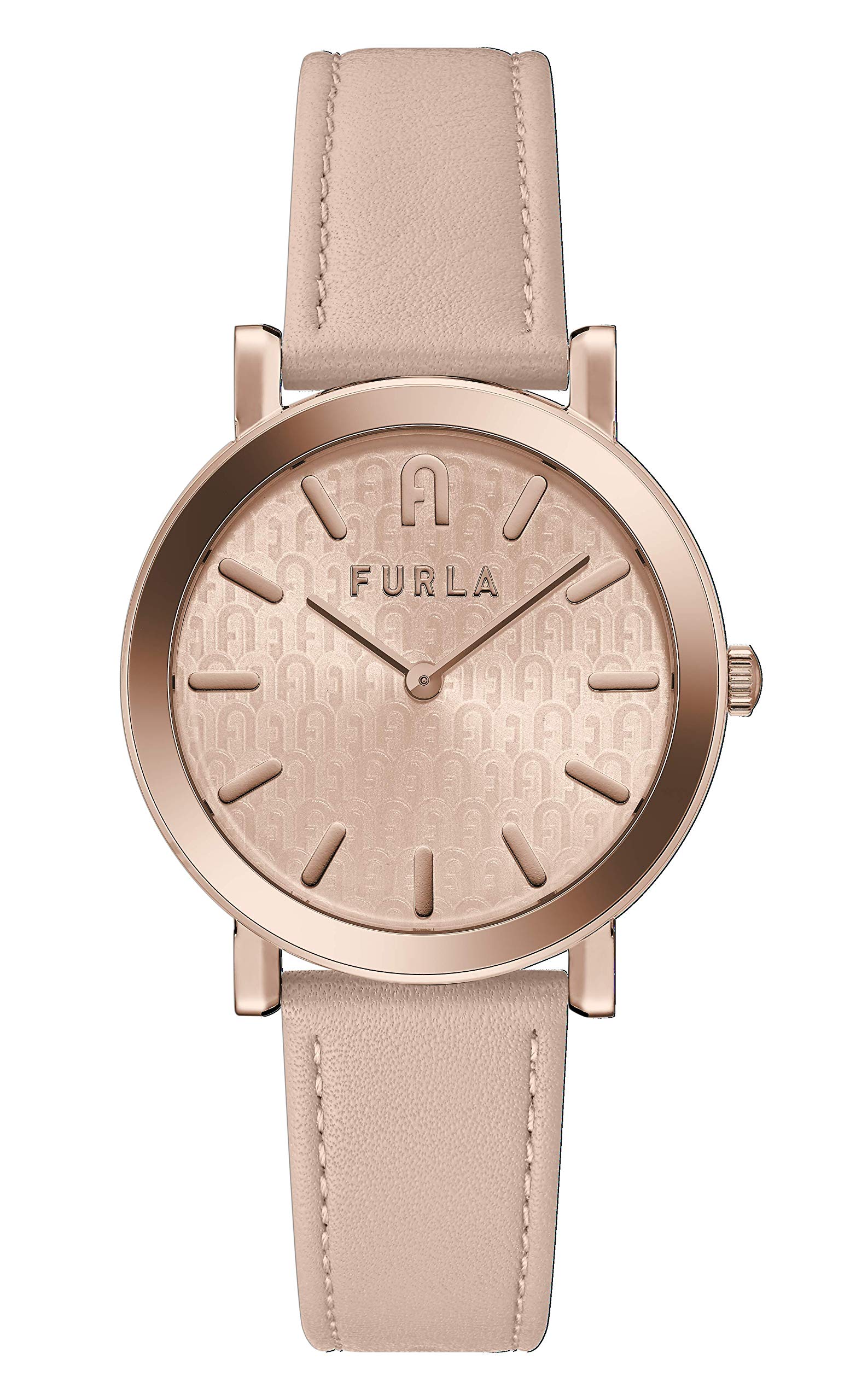Furla Women's Pink Leather Strap Stainless Steel Quartz Dress Watch - Elegant Timepiece for Office, Party & Everyday Wear (Model WW00003006L3)