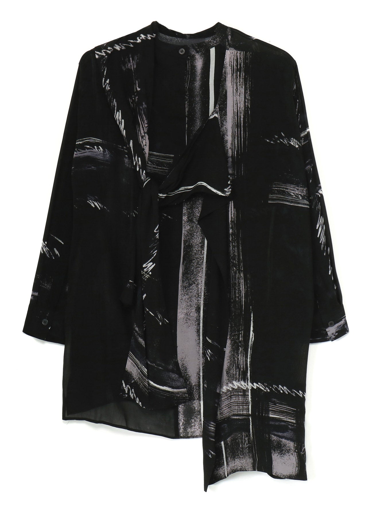 CU/ LAWN BLURRED CHECK BACK TIE BLOUSE - Stylish Women's Casual Button-Up Shirt for Work & Summer Outfits