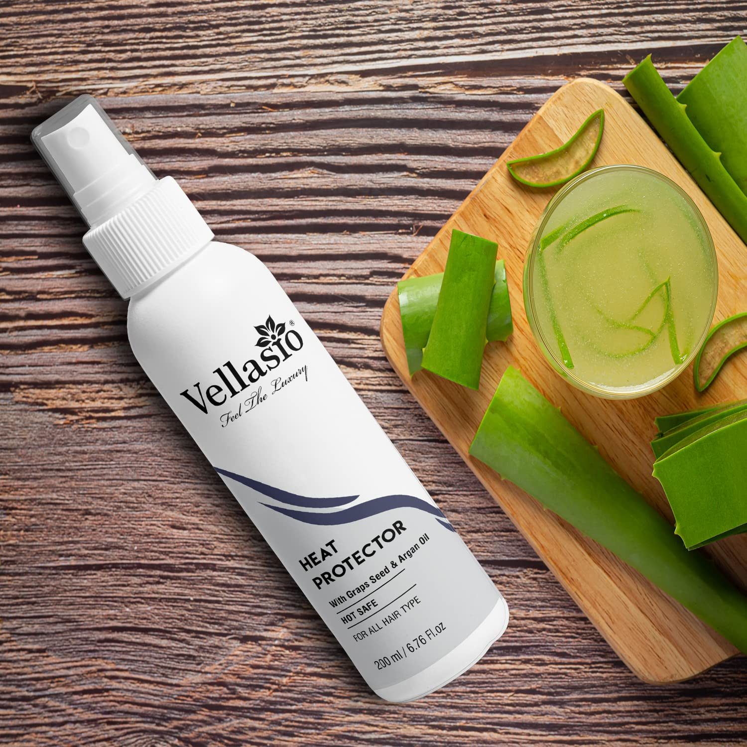 Vellasio Natural Heat Protection Spray for Hair Straightener with Moroccan Argan Oil & Grapeseed Oil - Sulfate Free, Paraben Free Hair Styling Spray for Men & Women - Perfect for Straightening, Blow Drying & Heat Styling