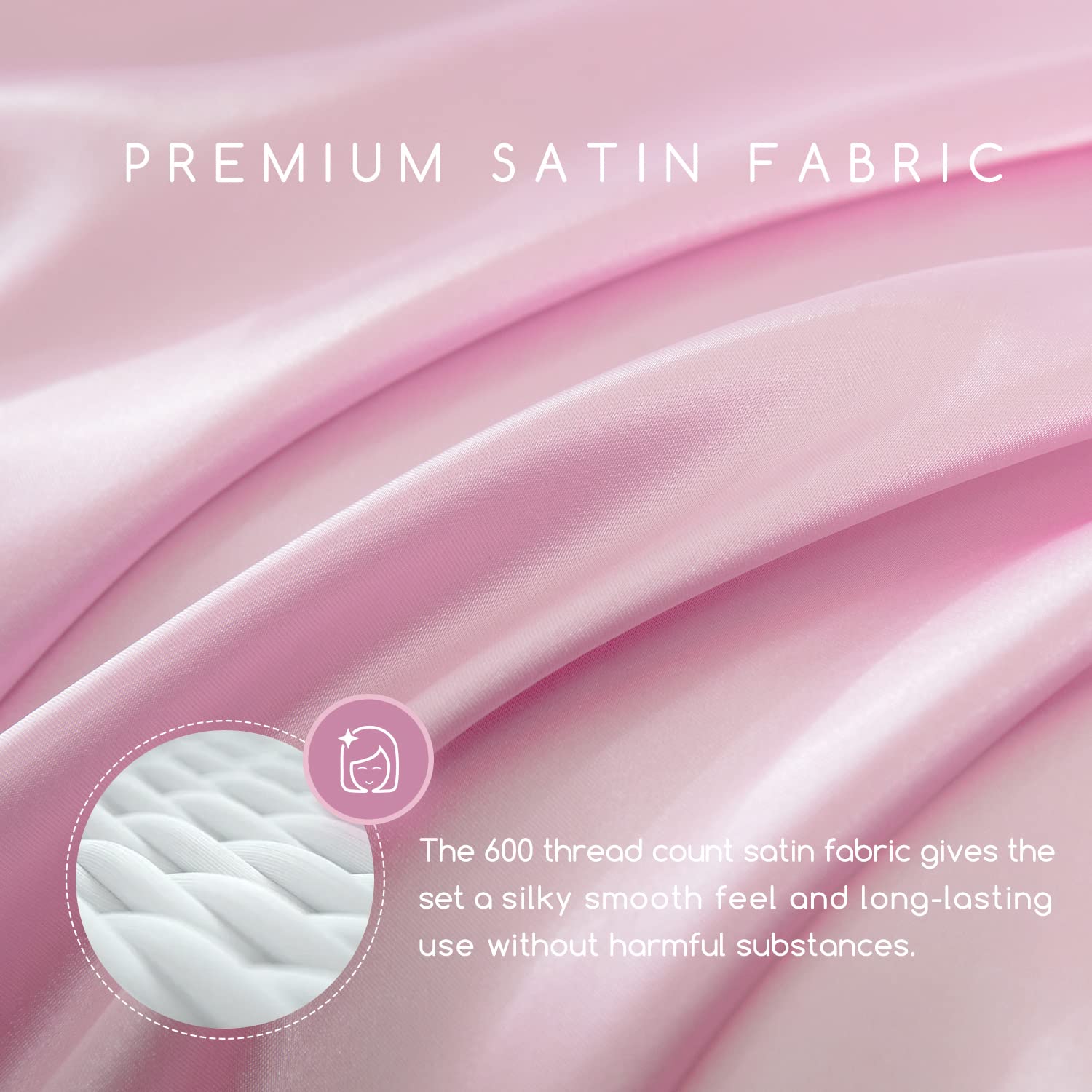 MR&HM Satin King Size Bed Sheets Set - 6 Piece Silky Soft Bedding with 15