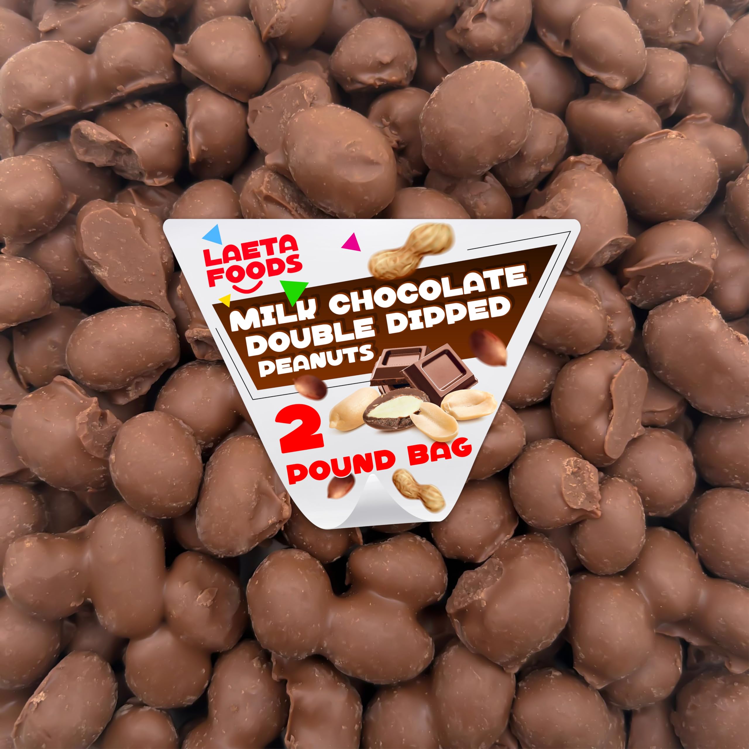 Premium Milk Chocolate Double Dipped Peanuts Candy - 2 Pound Bulk Bag | Gourmet Chocolate Covered Peanuts for Snacking, Gift Baskets & Party Treats