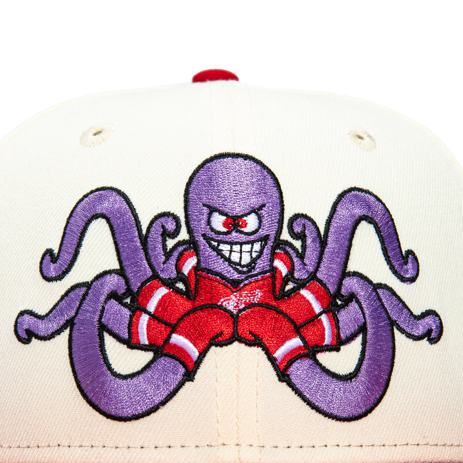 New Era 59Fifty Detroit Red Wings Al the Octopus Mascot Snapback Hat - White & Red - Official NHL Licensed Baseball Cap for Men & Women - Perfect for Games, Sports Events & Fan Collections