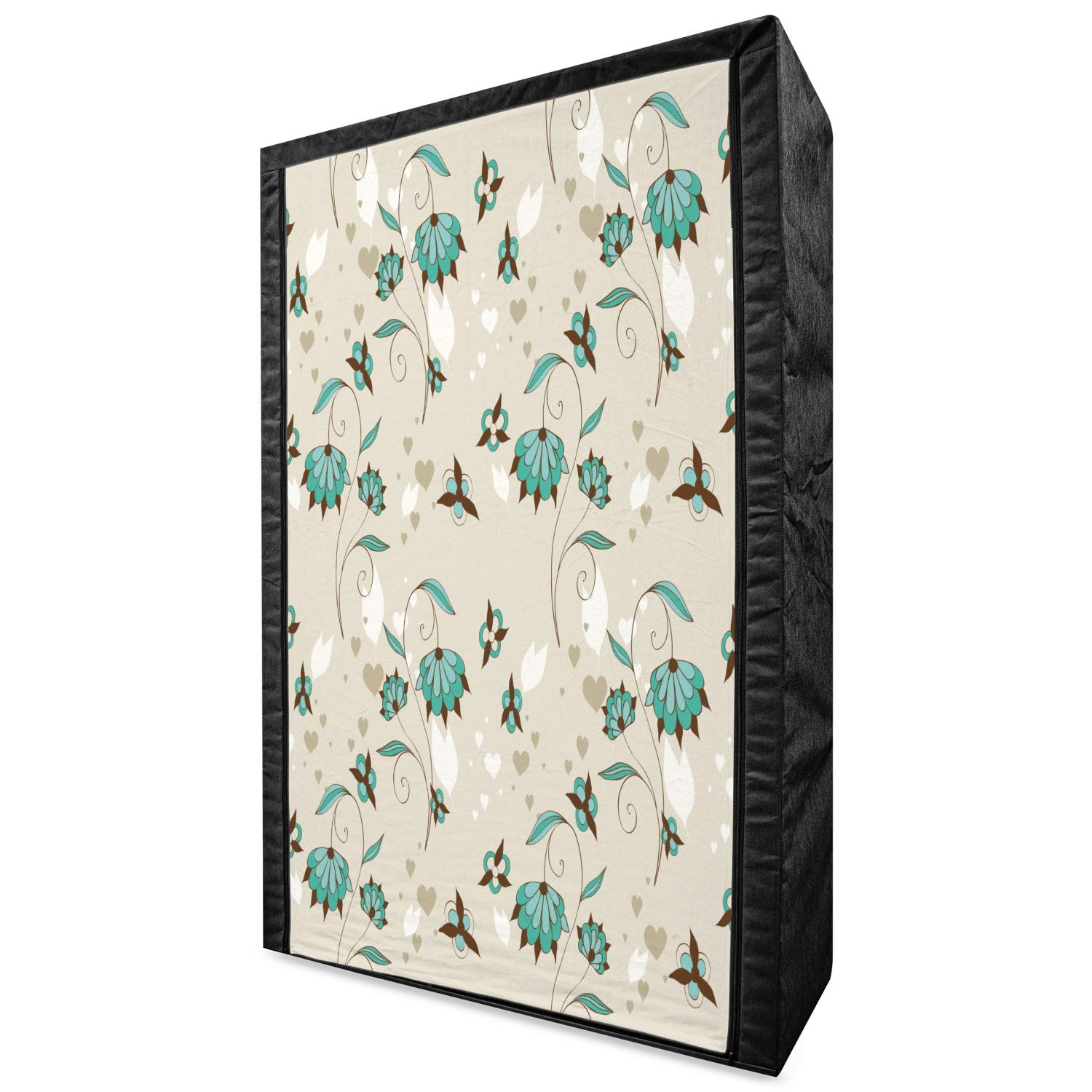 Ambesonne Floral Portable Fabric Wardrobe with Romantic Heart Swirls & Blossoms - 42.5