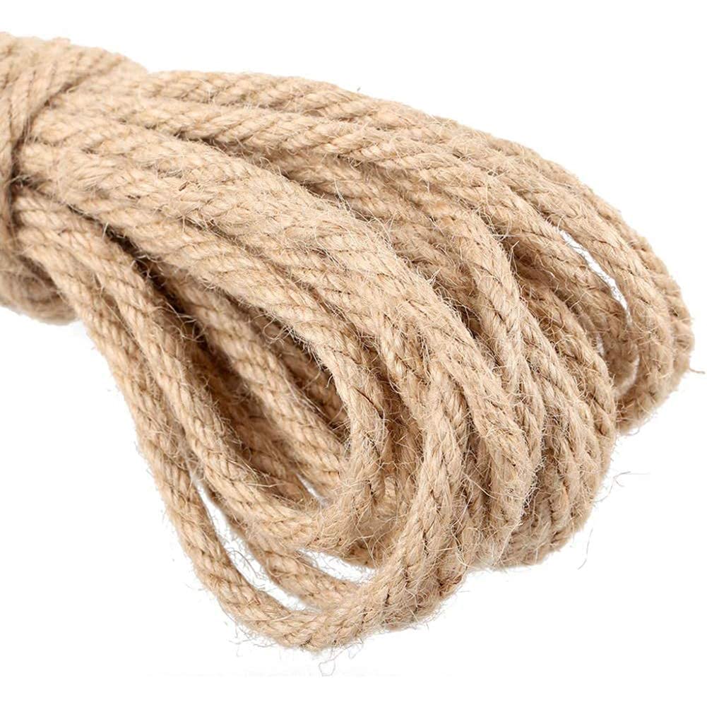 Natural Jute Rope 14mm Thick - 50m Hemp Twine for Gardening, DIY Crafts, Marine Use & Commercial Projects | Durable Burlap Rope for Home Decor, Macrame, Plant Hangers & Outdoor Activities