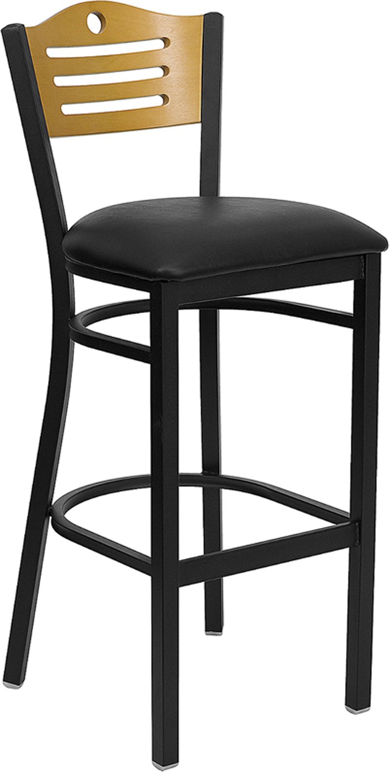 Flash Furniture HERCULES Series Black Metal Bar Stool with Wood Back & Vinyl Seat - Commercial Restaurant, Kitchen Island, Home Bar Counter Height Stool