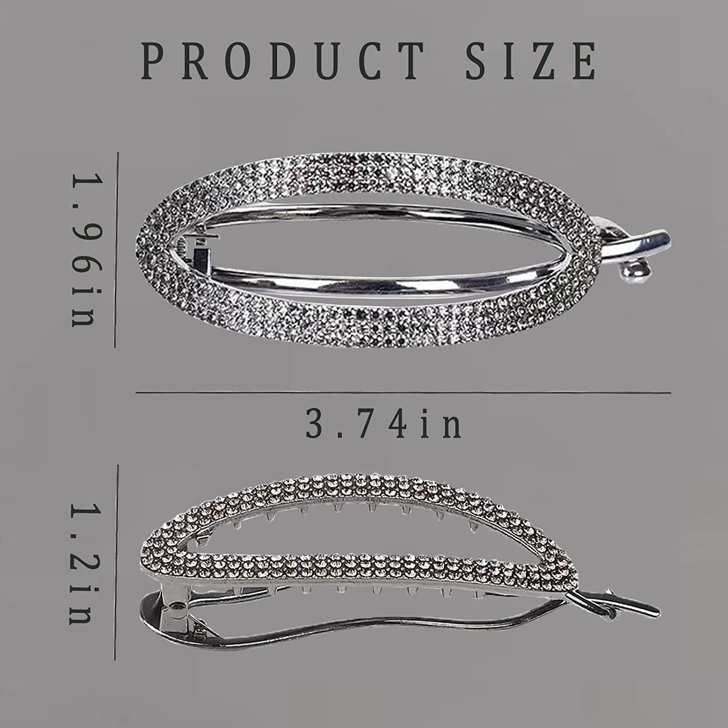 Sparkly Rhinestone Hair Claw Clips for Women & Girls – Large Glitter French Style Barrettes for Thick Hair | Fashion Hair Accessories for Parties, Weddings & Everyday Use