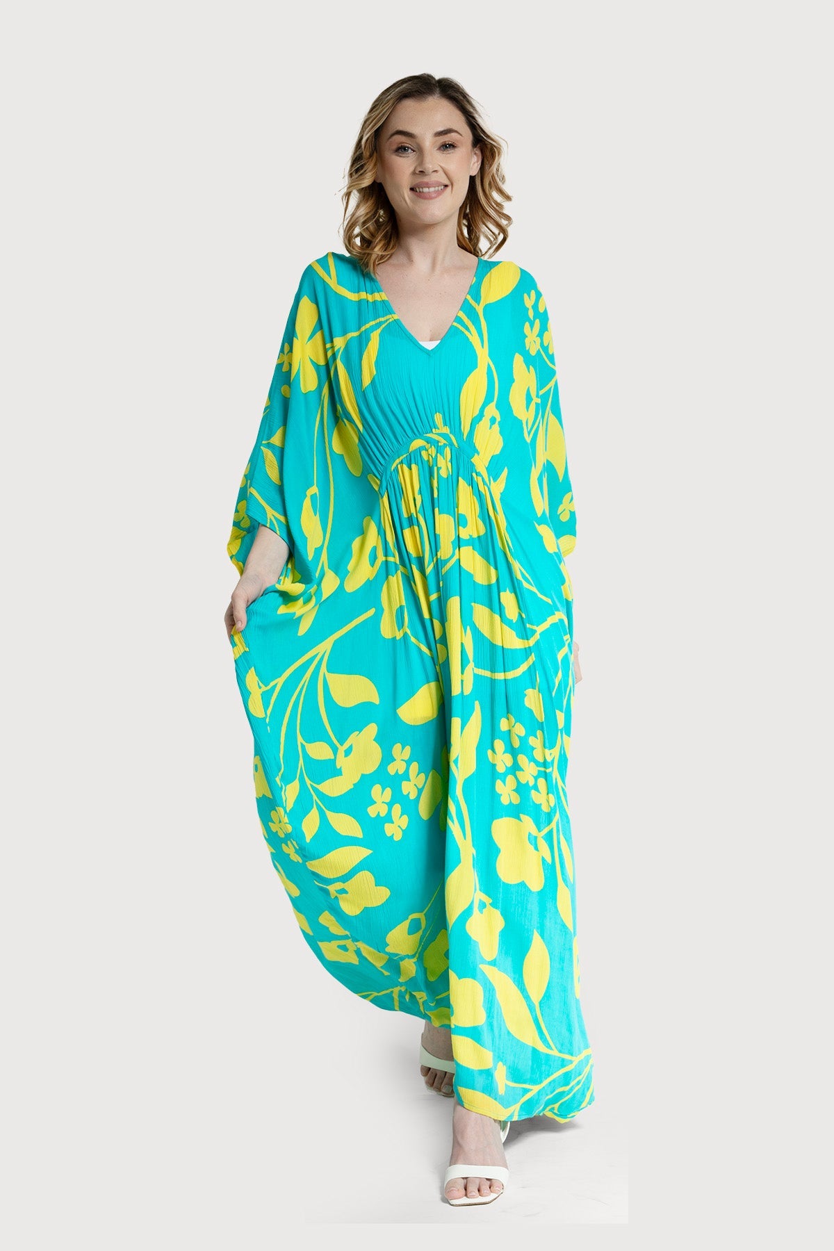 Stylish Floral Print Kaftan Maxi Dress for Women - Boho Beach Cover Up, Pool Party, Summer Vacation Outfit