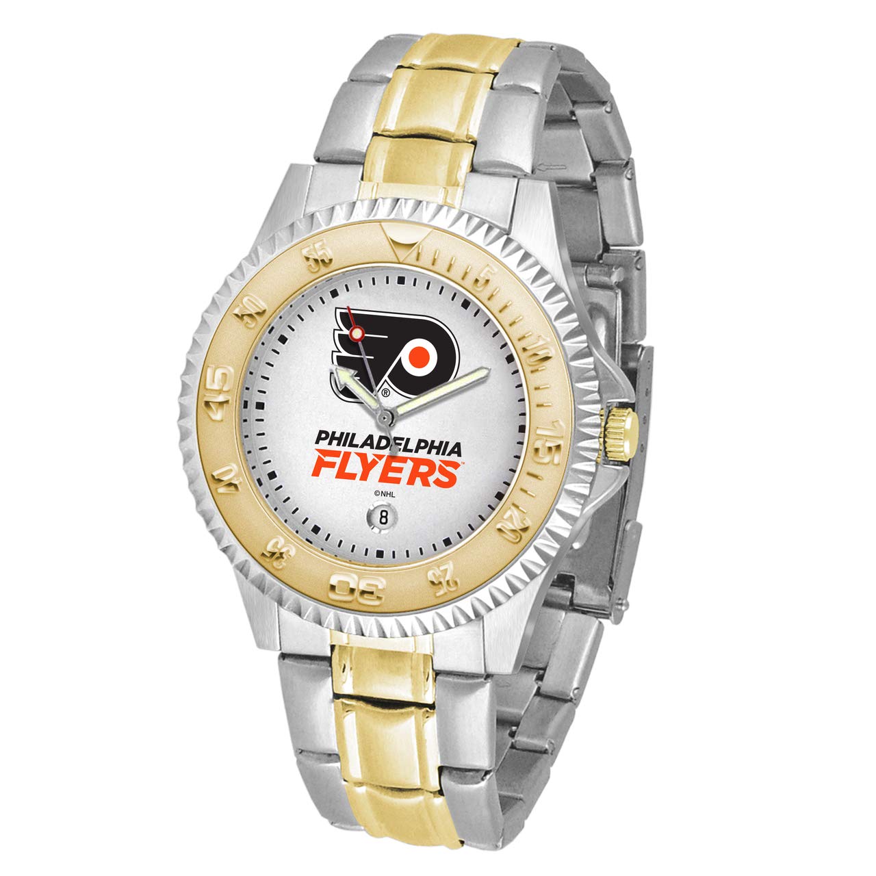 NHL Fan Men's Two-Tone Competitor Wrist Watch - White, One Size - Perfect for Hockey Games & Sports Events