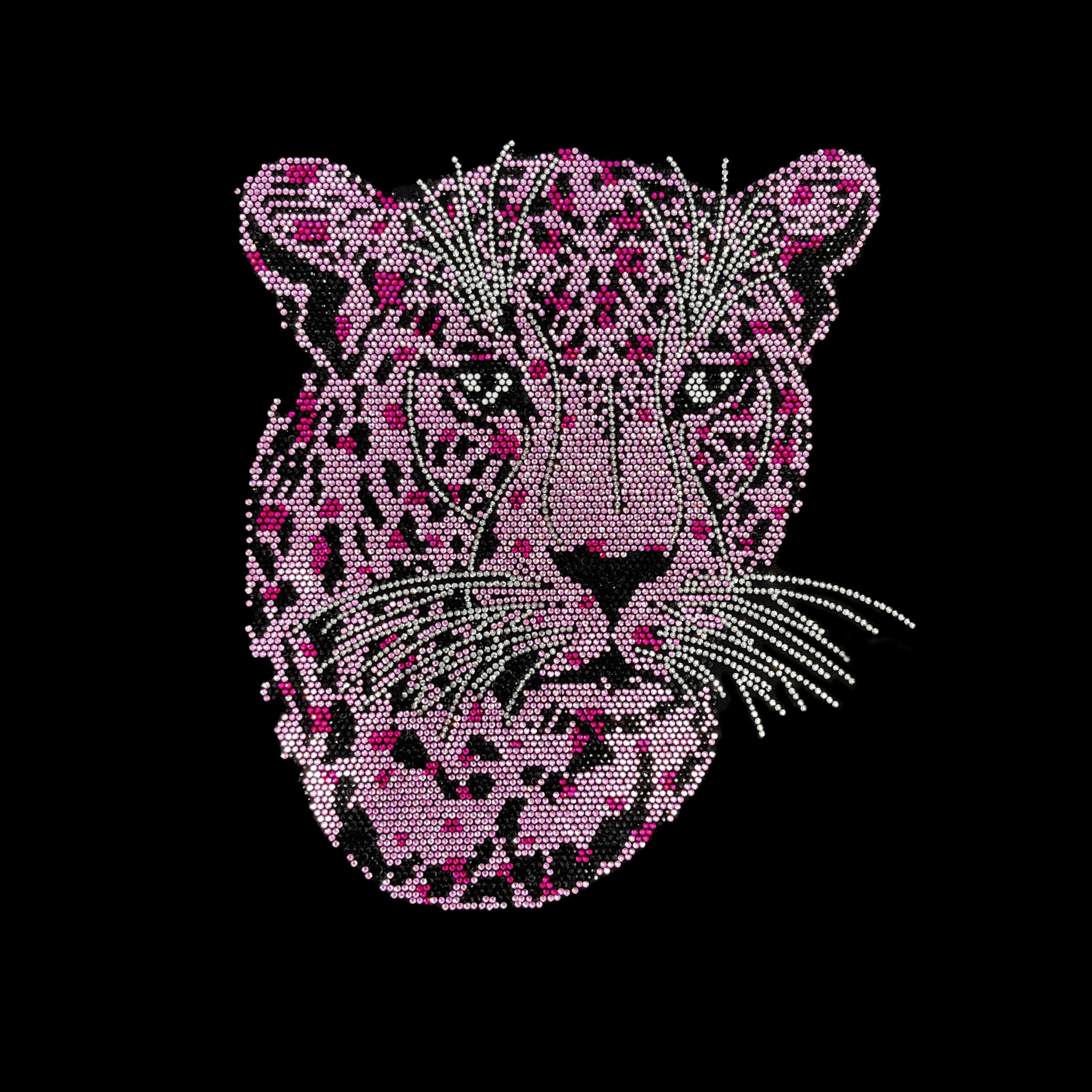 Pink Tiger Rhinestone Iron-on Patch - Sparkling DIY Embellishment for Jackets, Jeans & Bags | Fashion Accessories for Women & Teens