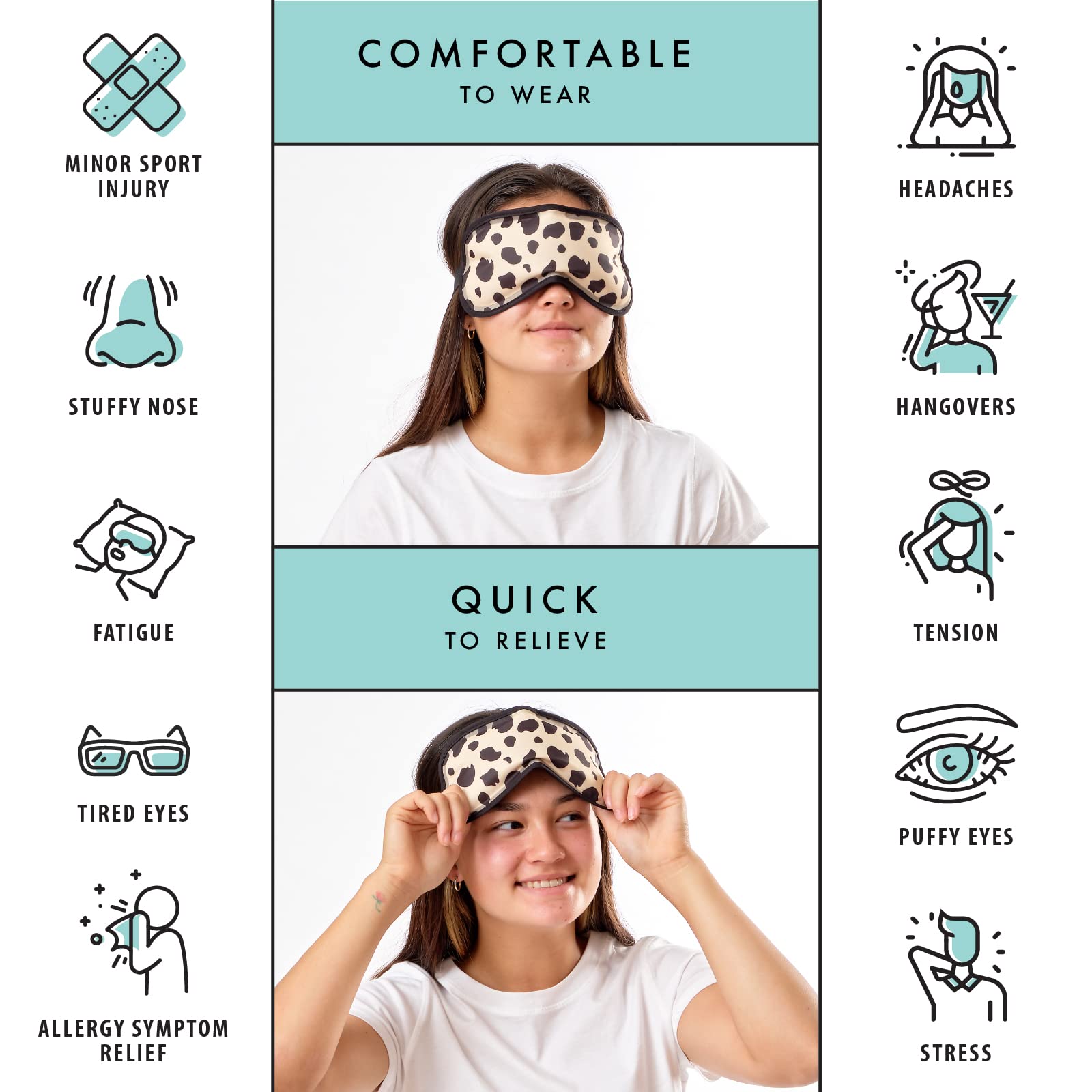 Fit+Fresh Gel Eye Mask Cold Pack - Cooling Headache & Migraine Relief Cap, Ice Face Mask for Sleeping - Perfect for Stress Relief, Headache Relief & Relaxation at Home, Office or Travel