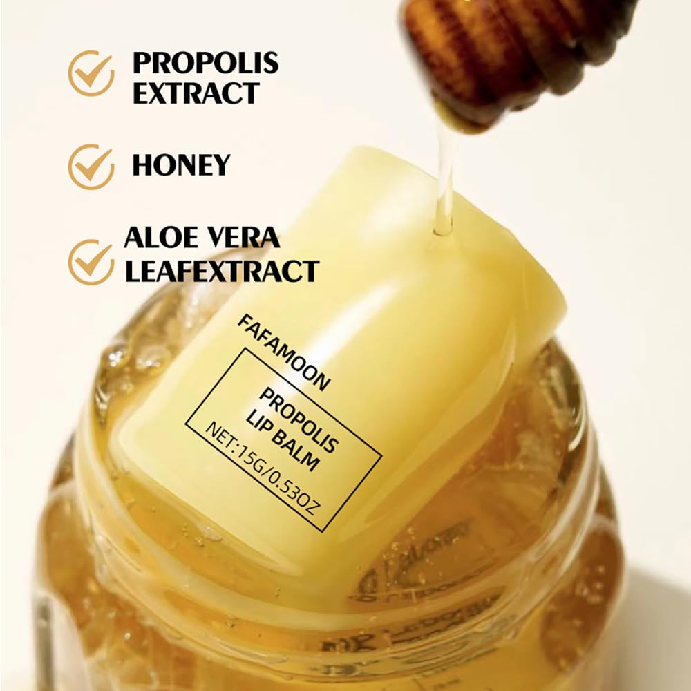 Honey Lip Balm with Propolis & Aloe Vera - Deeply Nourishing Lip Care for Soft, Smooth Lips