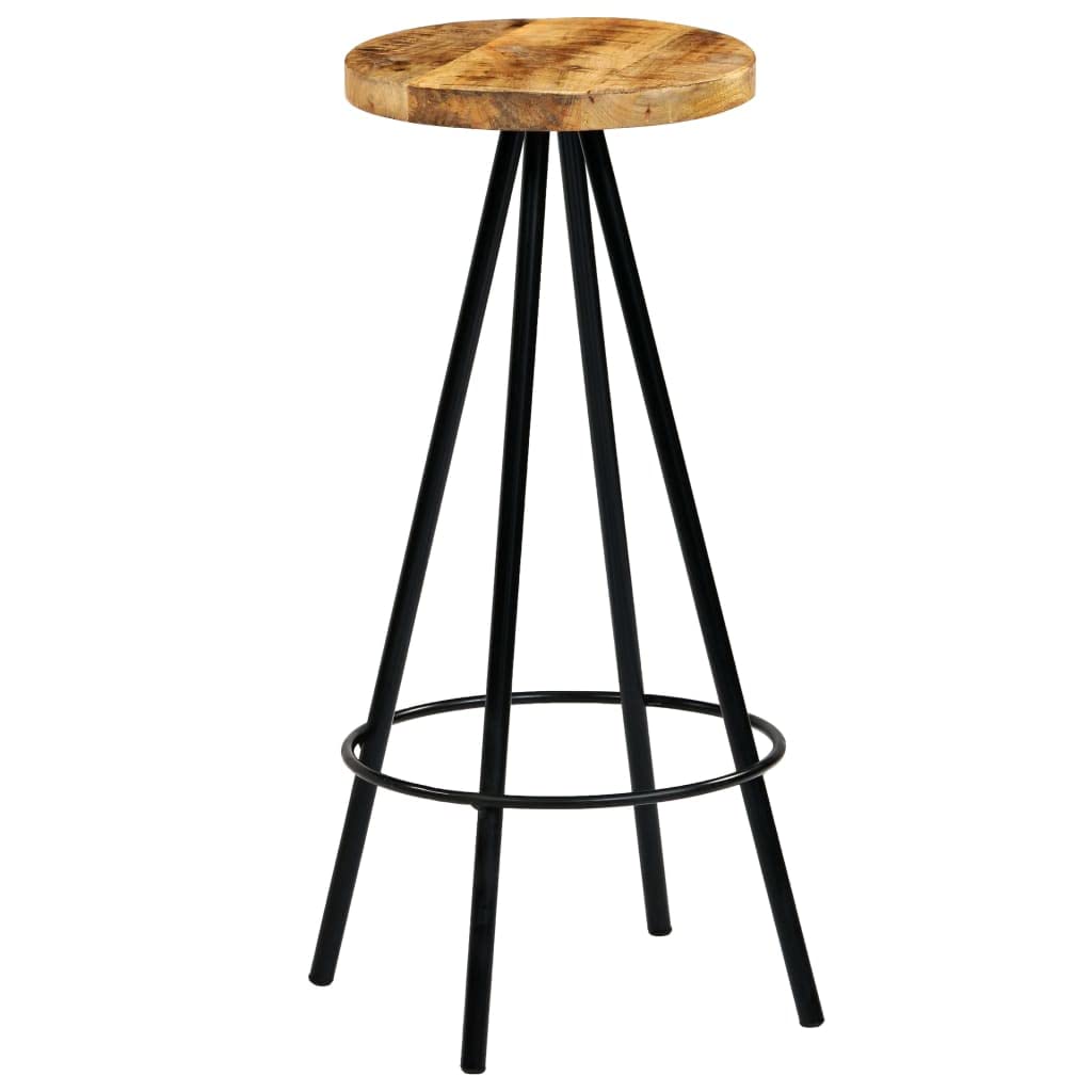 CHARMMA 4-Piece Solid Mango Wood Bar Stools Set - Rustic Kitchen Island Stools for Dining Room, Breakfast Nook & Home Bar Decor