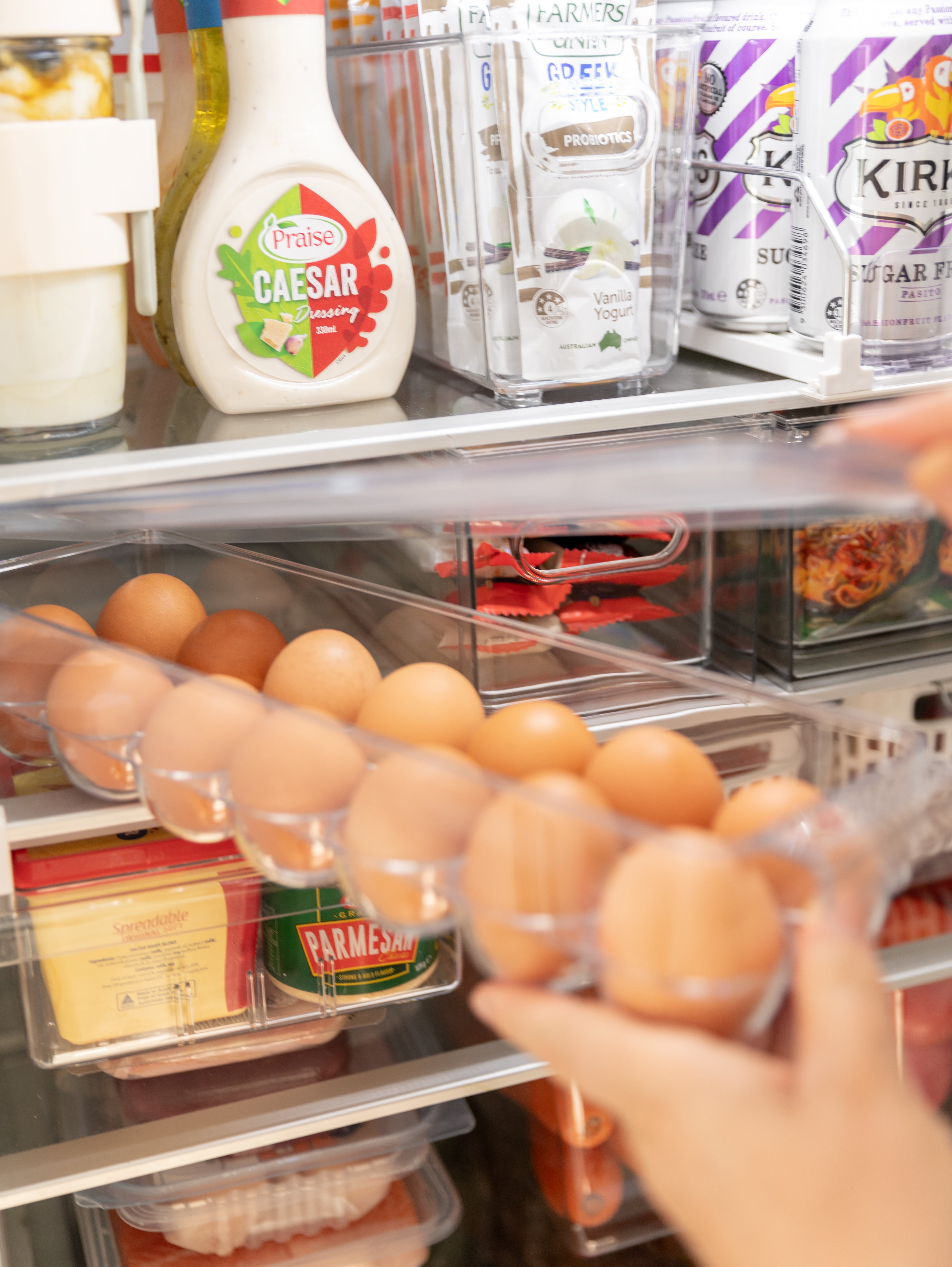 Clear Refrigerator Egg Organizer Tray - 12 Egg Capacity, BPA-Free Plastic Storage Container for Fresh Eggs - Perfect for Kitchen Organization & Space Saving