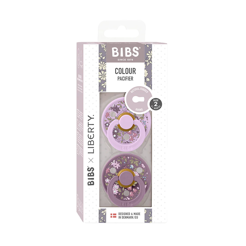 BIBS x Liberty London Round Pacifiers Twin Pack - Soft & Safe Baby Soothers for Daytime & Nighttime Comfort