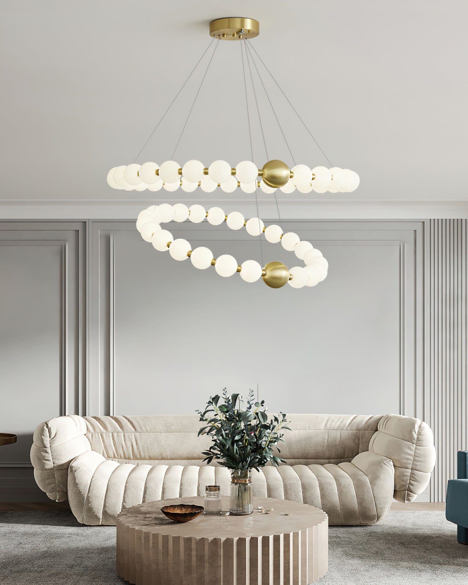 Aeyee Crystal Pearls Chandelier - Elegant Ceiling Light Fixture for Dining Room, Bedroom, Living Room & Wedding Decor