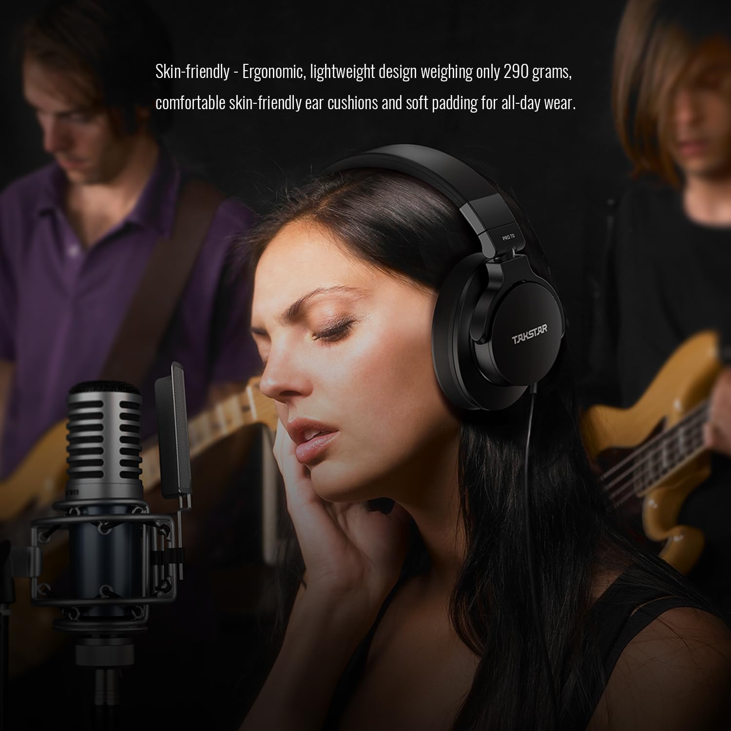 TAKSTAR PRO70 On-Ear Headphones - 40mm NdFeB Driver, HiFi Bass, Noise Isolation for Studio Recording & Music