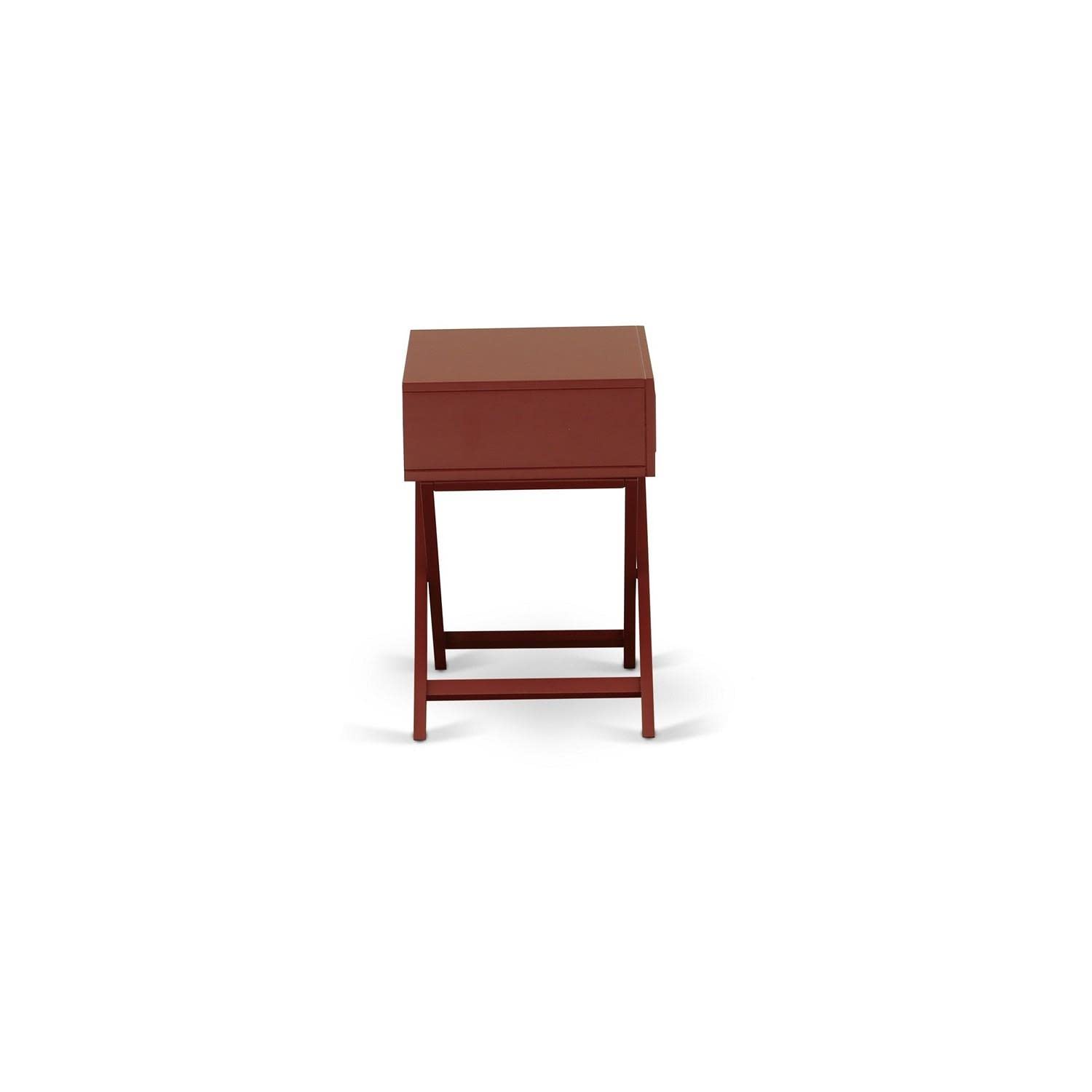 East West Furniture HANE13 Small Rectangular Side Table with Drawer - Burgundy Finish - Compact Living Room, Bedroom, or Office Accent Table - 1-Pack