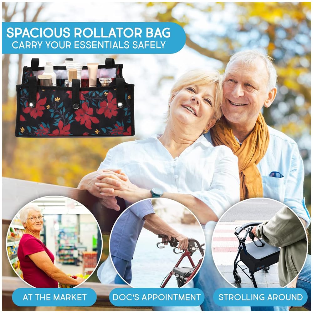 Foldable Walker Underseat Storage Bag - Large Replacement Medical Basket for Seniors | Rollator Accessories with Zipper Closure | Perfect for Daily Use, Shopping & Travel
