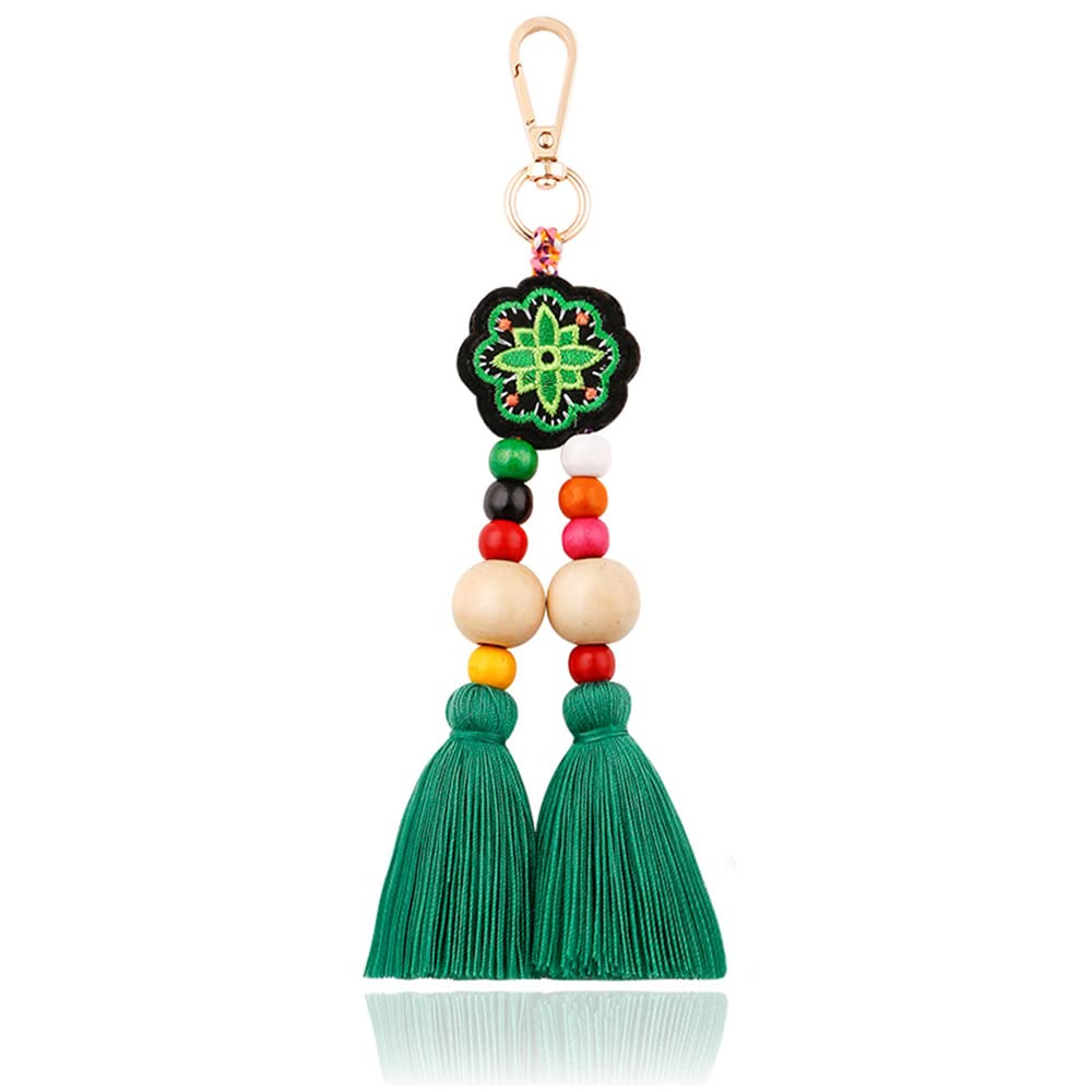 QTMY Boho Style Pom Pom Shell Beads Tassel Purse Charms - Handbag Pendant Keyring for Women's Bag Accessories | Perfect for Boho Fashion, DIY Jewelry Making & Gift Giving