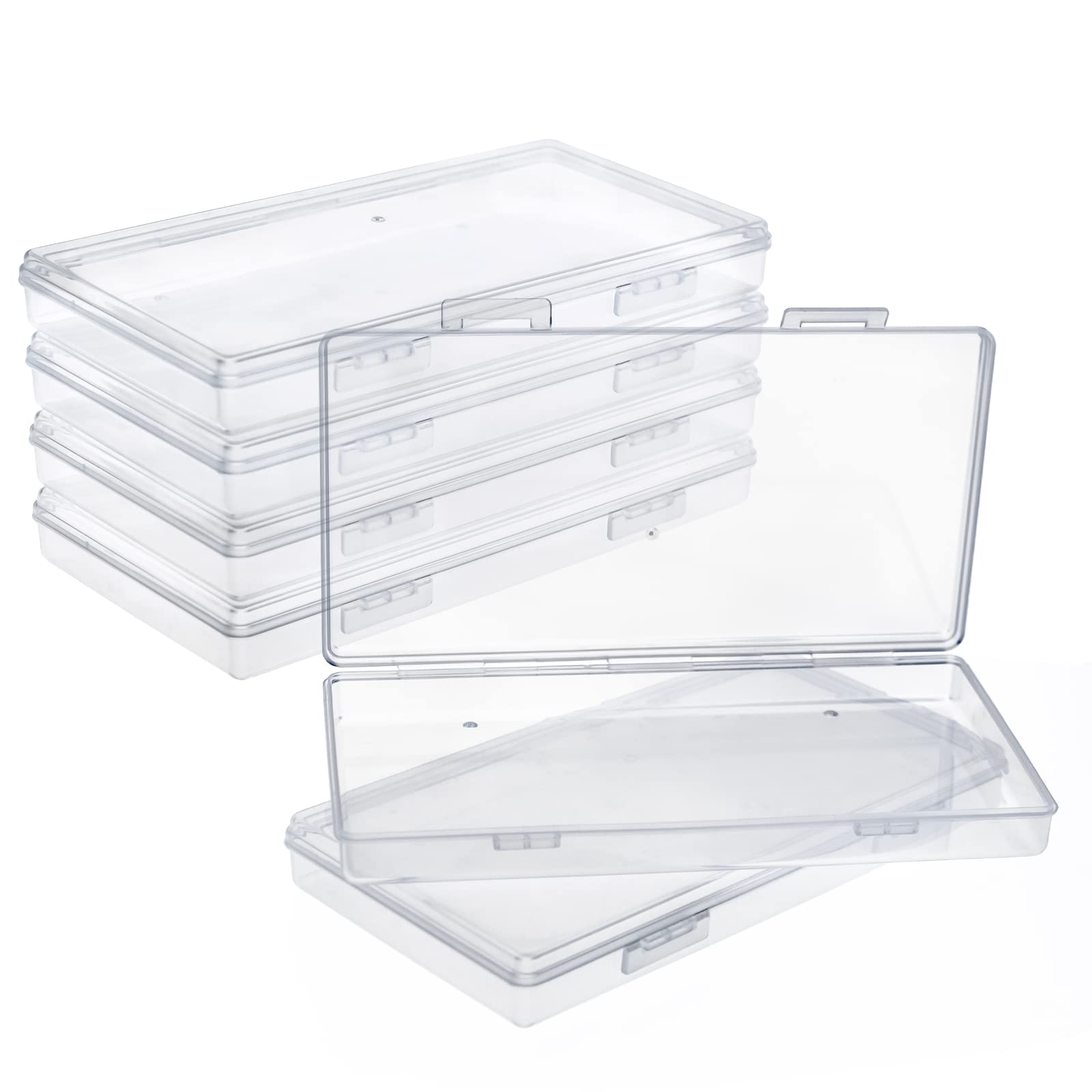 6-Pack Clear Plastic Storage Boxes with Lids for Pencils & Small Accessories | Home & Office Organization