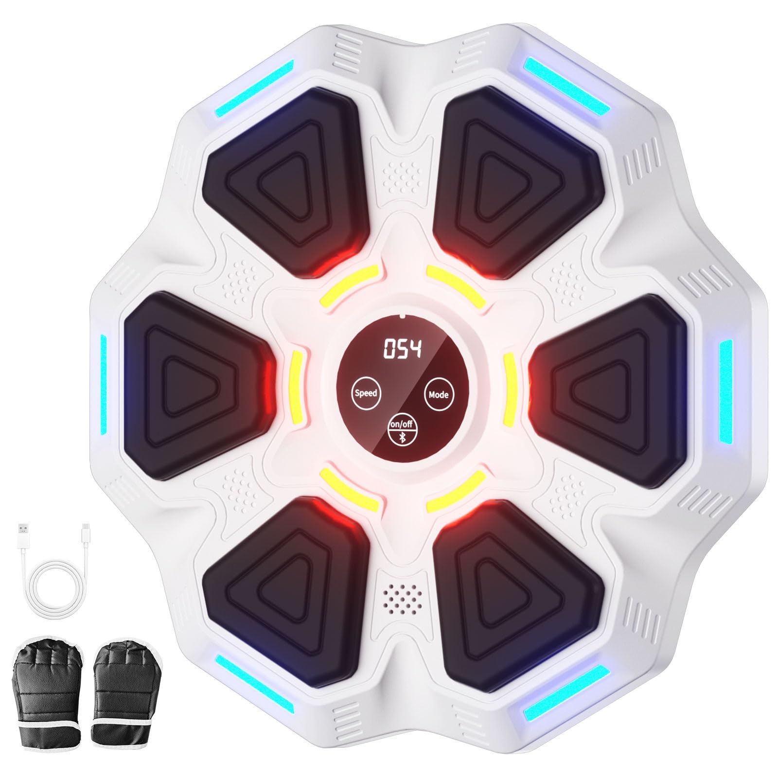 Music Boxing Machine with Gloves - Interactive Punching Bag for Adults, Kids & Women - Wall Mounted Boxing Pad with Musical Training Mode - Perfect for Home Gym, Stress Relief & Fitness Gifts