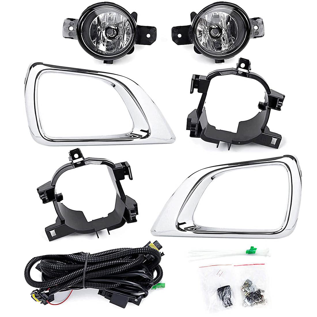 Nissan Navara NP300 2014-2015 Fog Light Replacement Kit - H11 Halogen Front Driving Fog Lamps Assembly with Bezel, Switch & Wiring Harness | Perfect for Off-Roading, Night Driving & Bad Weather Conditions