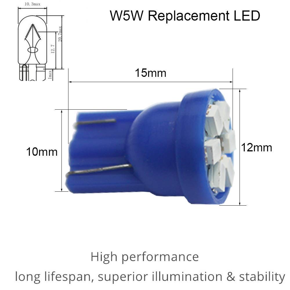 BlyilyB Blue LED Bulb T5 2721 37 74 Wedge & T10 194 168 PC194 PC195 PC161 PC158 with Twist Lock Socket - Perfect for Dashboard Cluster Lights, Interior Car Lighting, and Instrument Panel Replacement