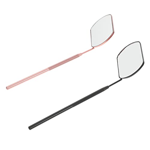 Professional Stainless Steel Eyelash Extension Mirror - 2 Pack Square Magnifying Makeup Mirror with Handle for Women & Girls (Pink/Black) - Perfect for Lash Artists, Salon Professionals & Home Beauty Routines
