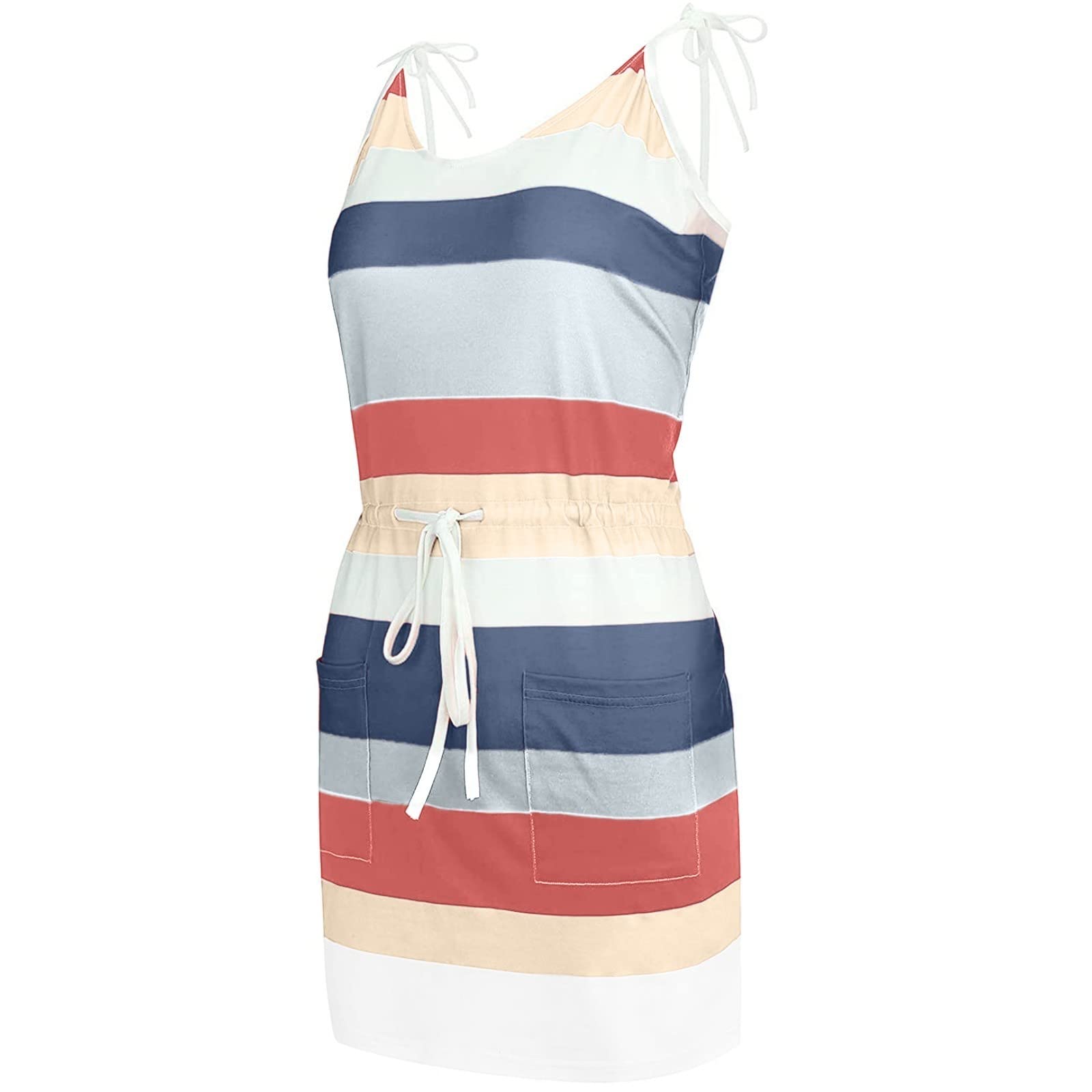 Women's Summer Cocktail Dress - Contrast Color Mini Dress with Pockets for Beach, Sun, Party & Casual Wear | Flirty A-Line Sundress for Outdoor Events & Vacation