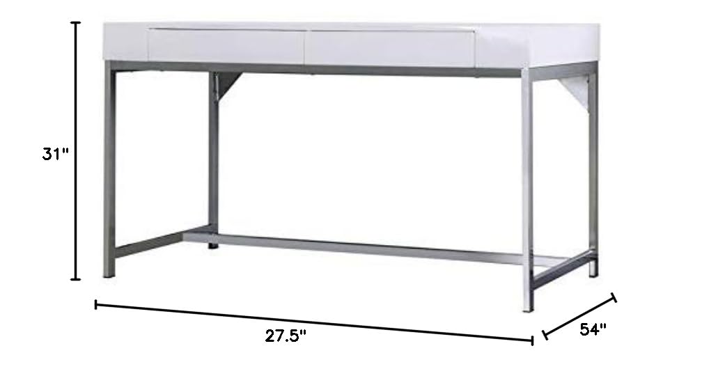 Robertson Wood 2-Drawer Writing Desk with USB Port - White Modern Home Office Desk for Small Spaces | Study, Work from Home & Remote Learning Furniture