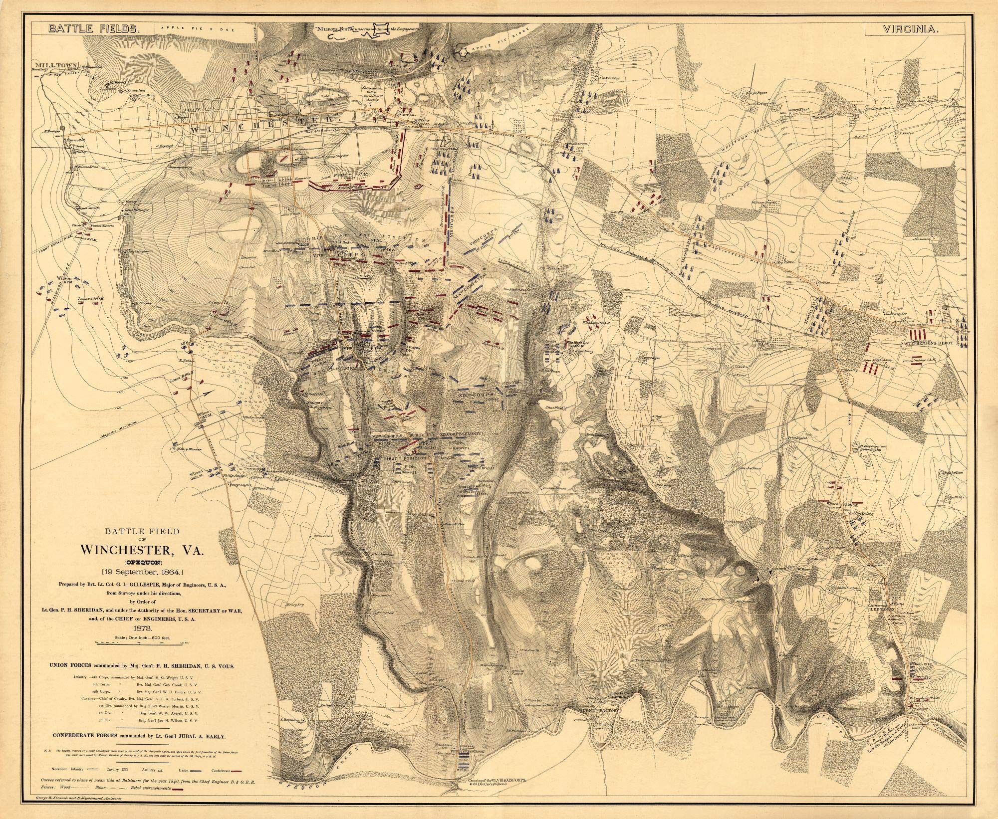 1864 Winchester Virginia Civil War Map - 23