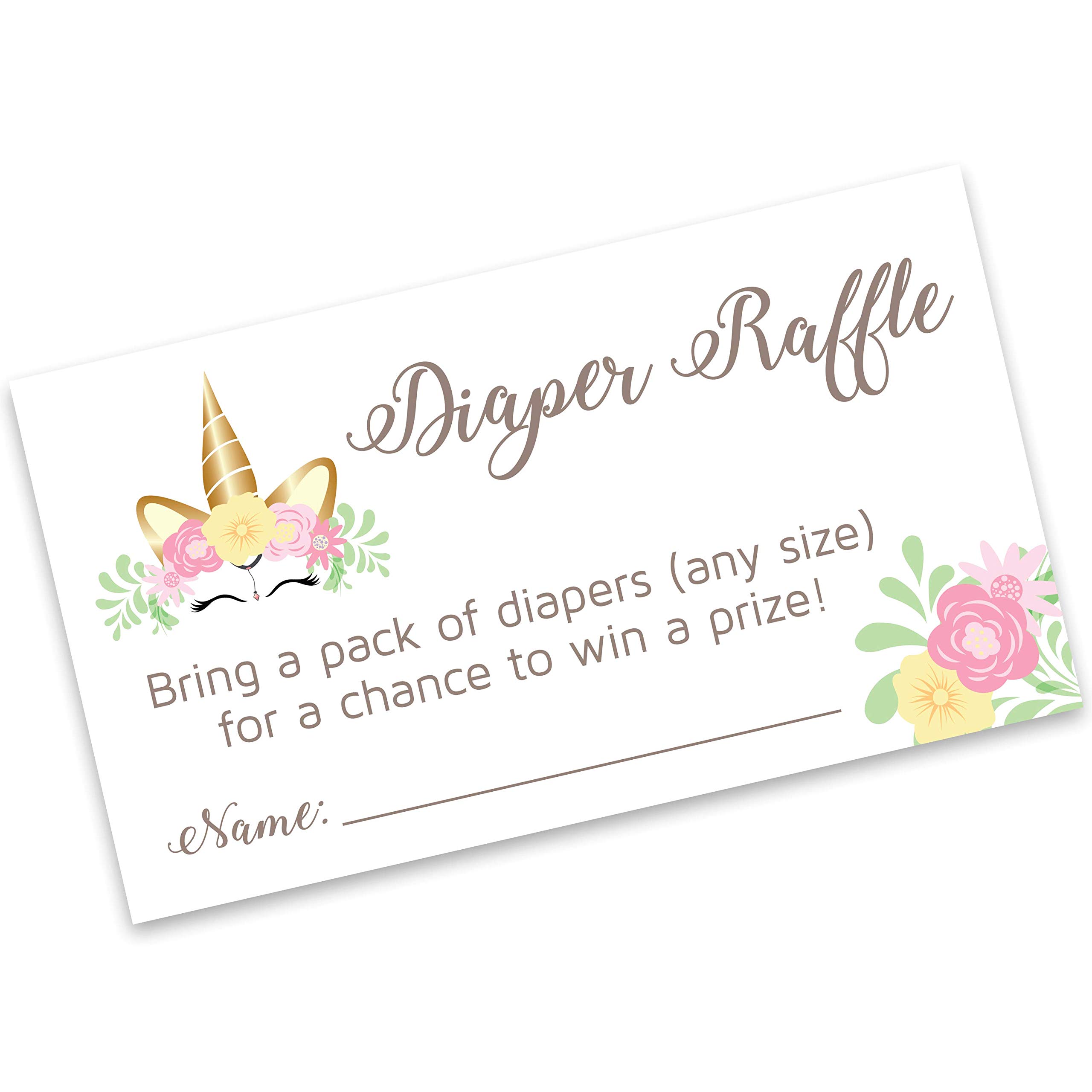 50-Pack Unicorn Baby Shower Floral Diaper Raffle Tickets | Cute Baby Shower Game Supplies for Girls | Gender Reveal & Baby Shower Party Activities | Perfect for Unicorn-Themed Celebrations & Diaper Raffles