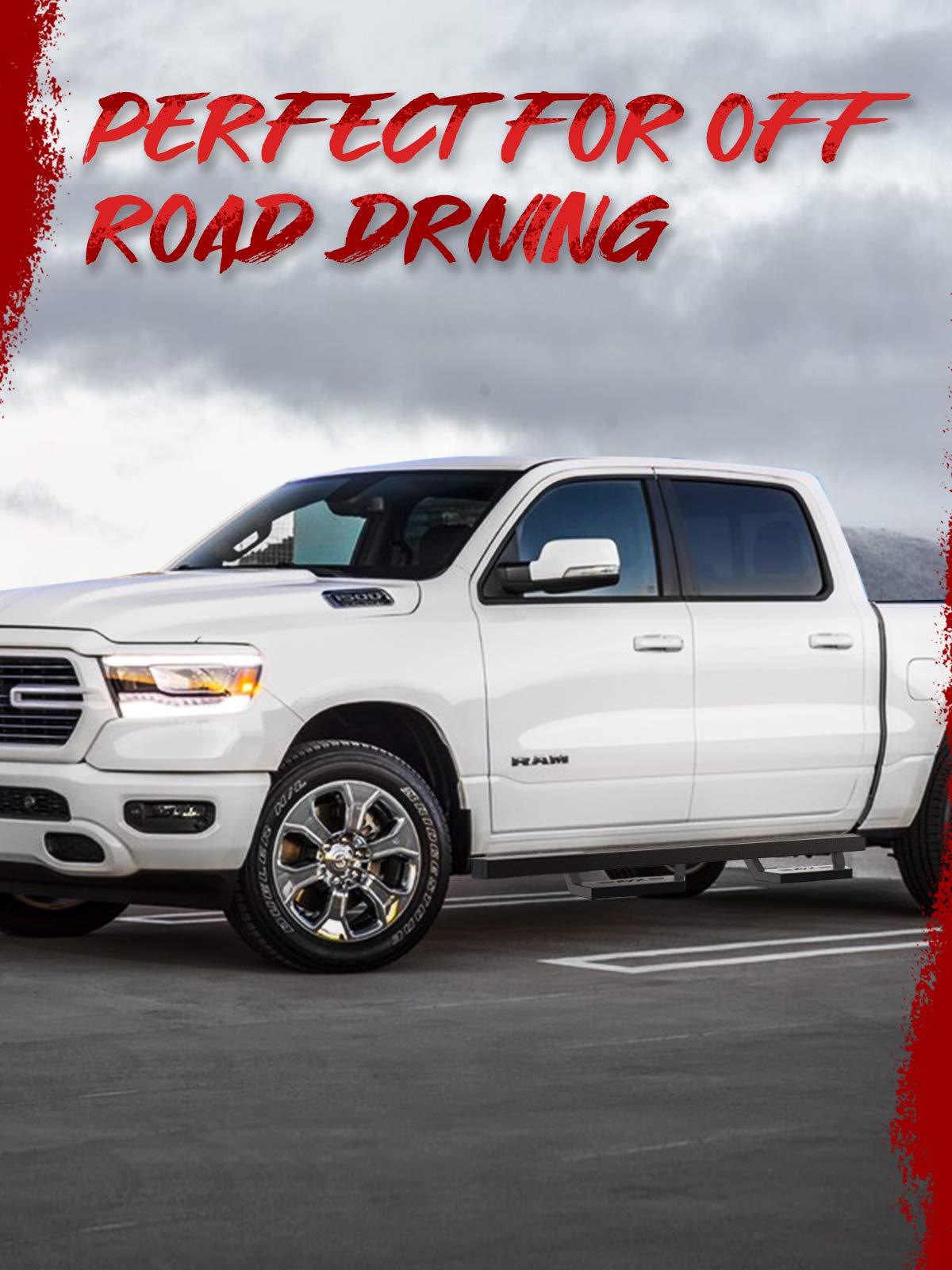 KYX 5 Inch Running Boards Side Steps for Dodge Ram 1500 Crew Cab 2019-2022 | Textured Black Powder Coated Nerf Bars | Off-Road & Daily Driving Protection