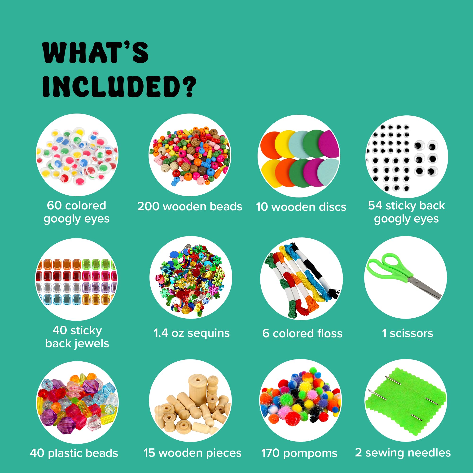 Kid Made Modern Arts and Crafts Kit - 1000+ Piece DIY Craft Supplies for Kids Ages 4-12, Creative Art Projects for Boys & Girls, Perfect for Birthday Gifts, Classroom Activities & Family Bonding