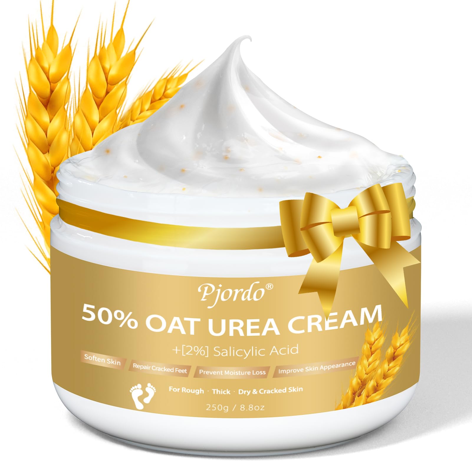 Urea Cream 50% Maximum Strength for Dry Cracked Heels & Feet - Moisturizing Foot Cream with Oat & 2% Salicylic Acid - 8.8 oz - Perfect for Cracked Heel Repair & Daily Foot Care