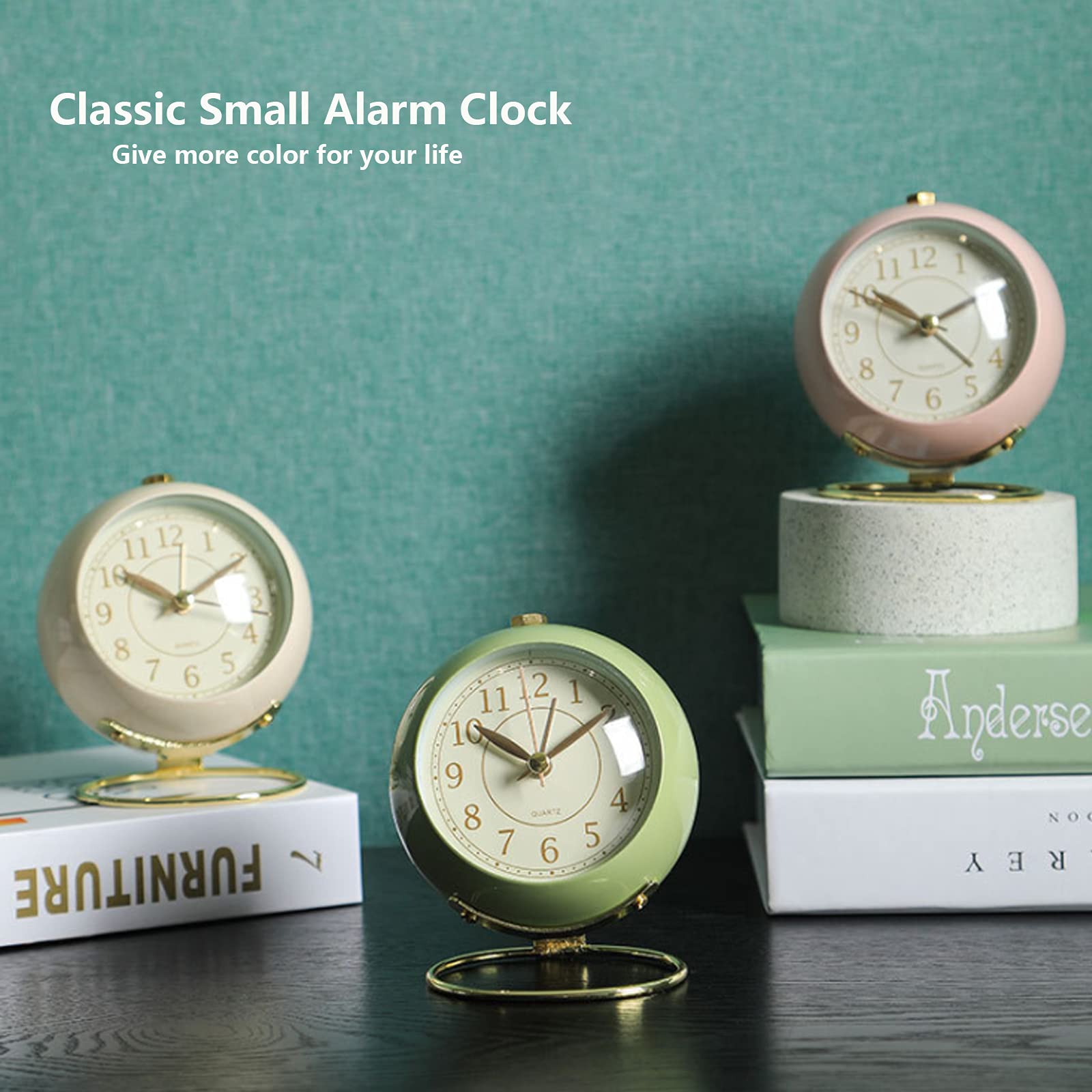 Hongyada Classic Silent Non-Ticking Desk Alarm Clock with Backlight - Battery Operated Small Table Clock with HD Glass - Perfect for Bedroom, Living Room, Kitchen & Bedside Decor - Ideal Gift for Kids, Women & Men (White) - Great for Nighttime Reading, Office Use & Home Decor