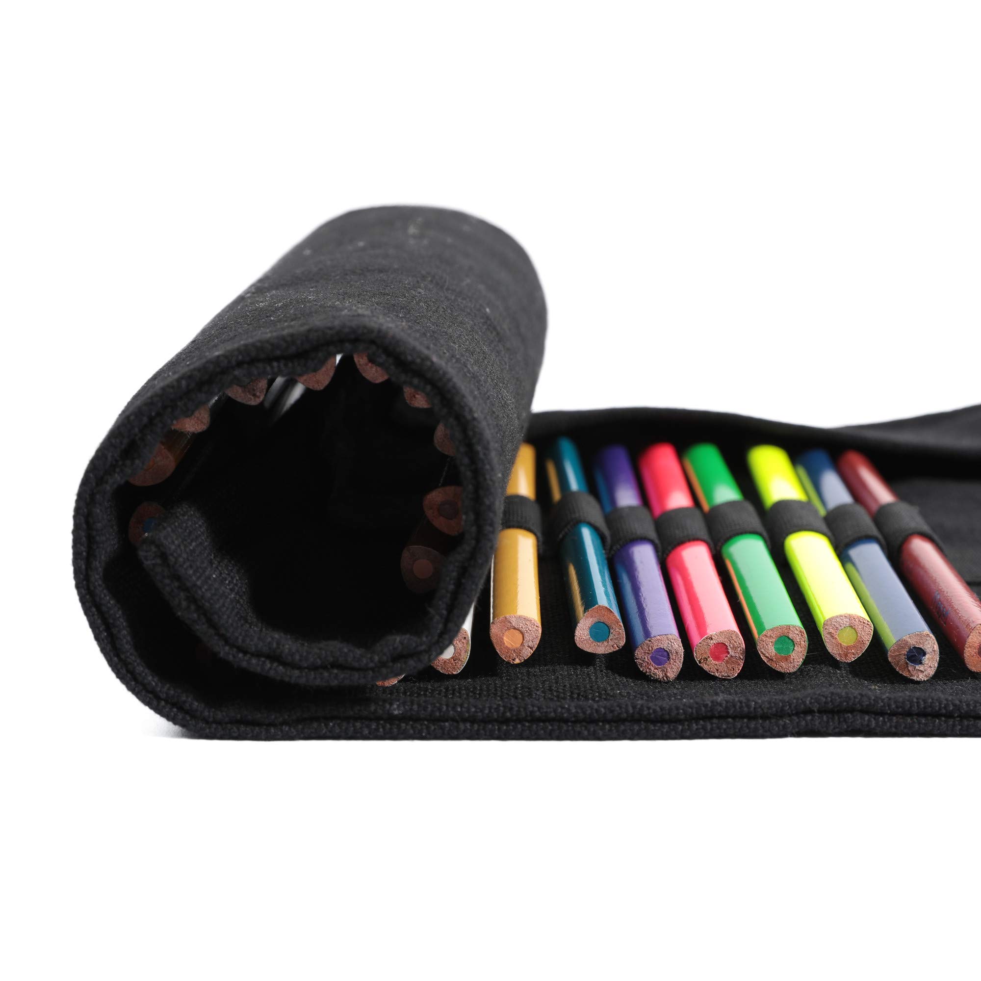 24-Slot Canvas Paint Brush Holder & Makeup Brush Roll Pouch Bag - Black | Perfect for Artists & Makeup Enthusiasts | Travel-Friendly Organizer for Brushes, Pens & Tools