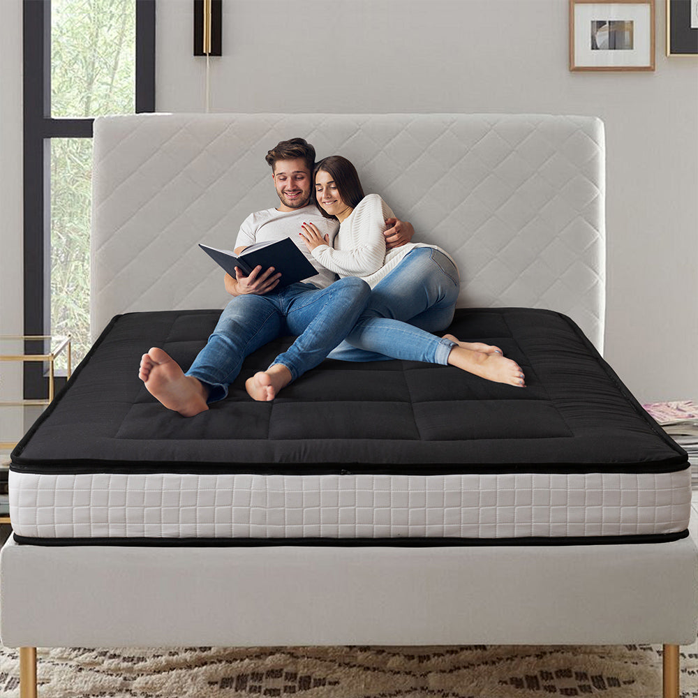 MAXYOYO Padded Japanese Floor Mattress - Black Foldable Roll Up Futon for Bedroom, Guest Room & Travel | Comfortable Floor Sleeping Mat for Adults & Kids