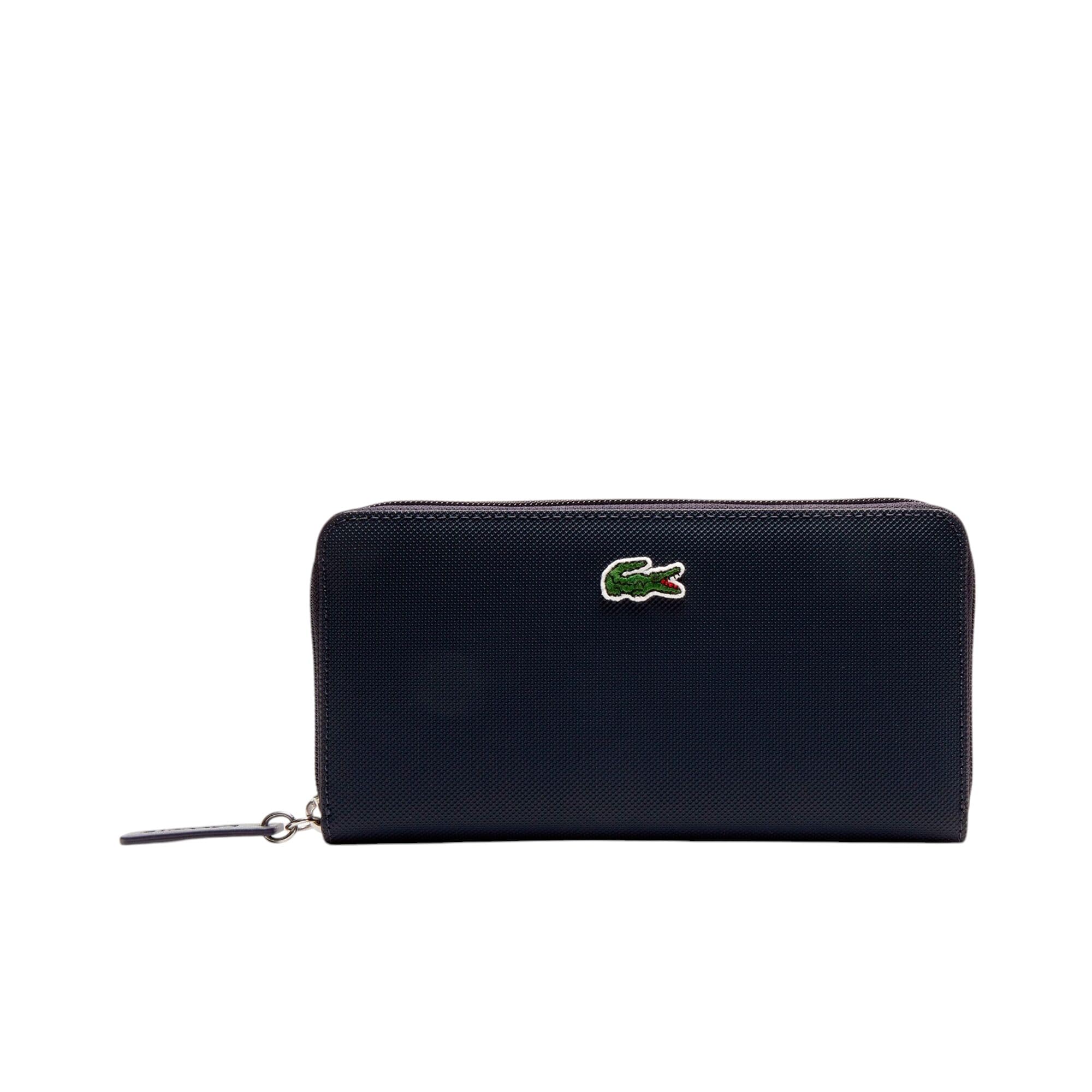 Lacoste Women's L.12 Concept Petit Pique 12-Card Zip Wallet - Slim RFID Blocking Leather Wallet for Credit Cards & ID - Perfect for Everyday Use, Travel, and Business