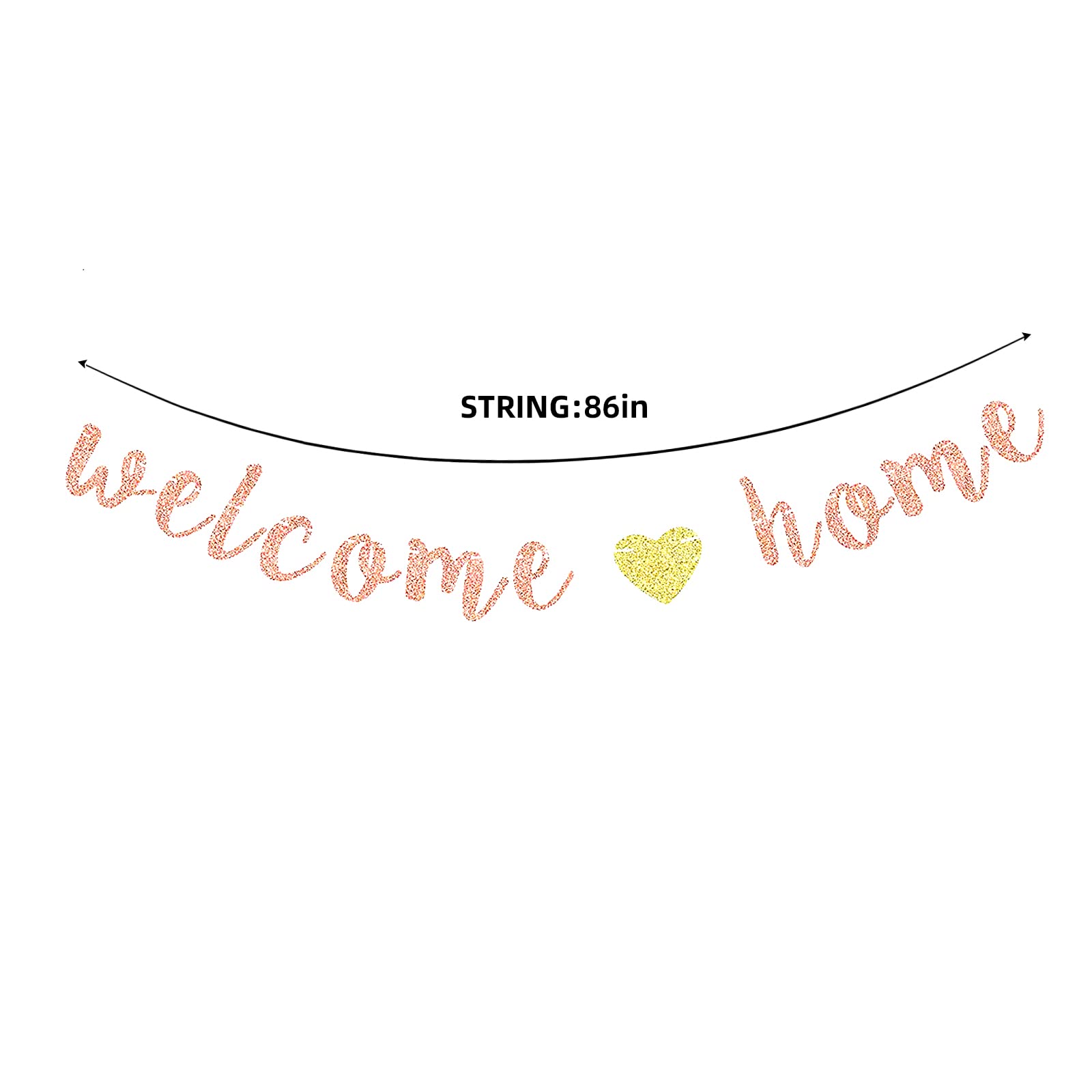 Rose Gold Glitter Welcome Home Banner - Military Army Homecoming Party Decor, Family Reunion Sign, Welcome Back Party Supplies - Perfect for Homecoming, Reunions & Themed Celebrations