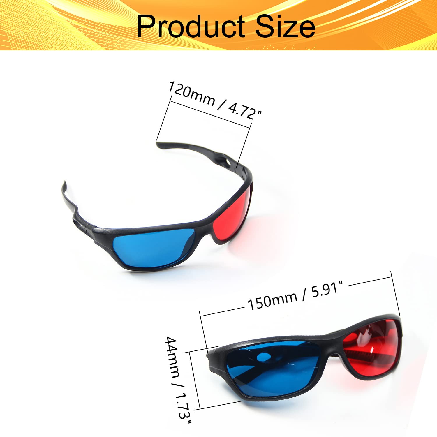 3D Glasses for Movies & Games - 3 Pack Ergonomic Red-Blue 3D Glasses with Foldable Design | Home Theater, Gaming, 3D Movie Night, VR Experiences