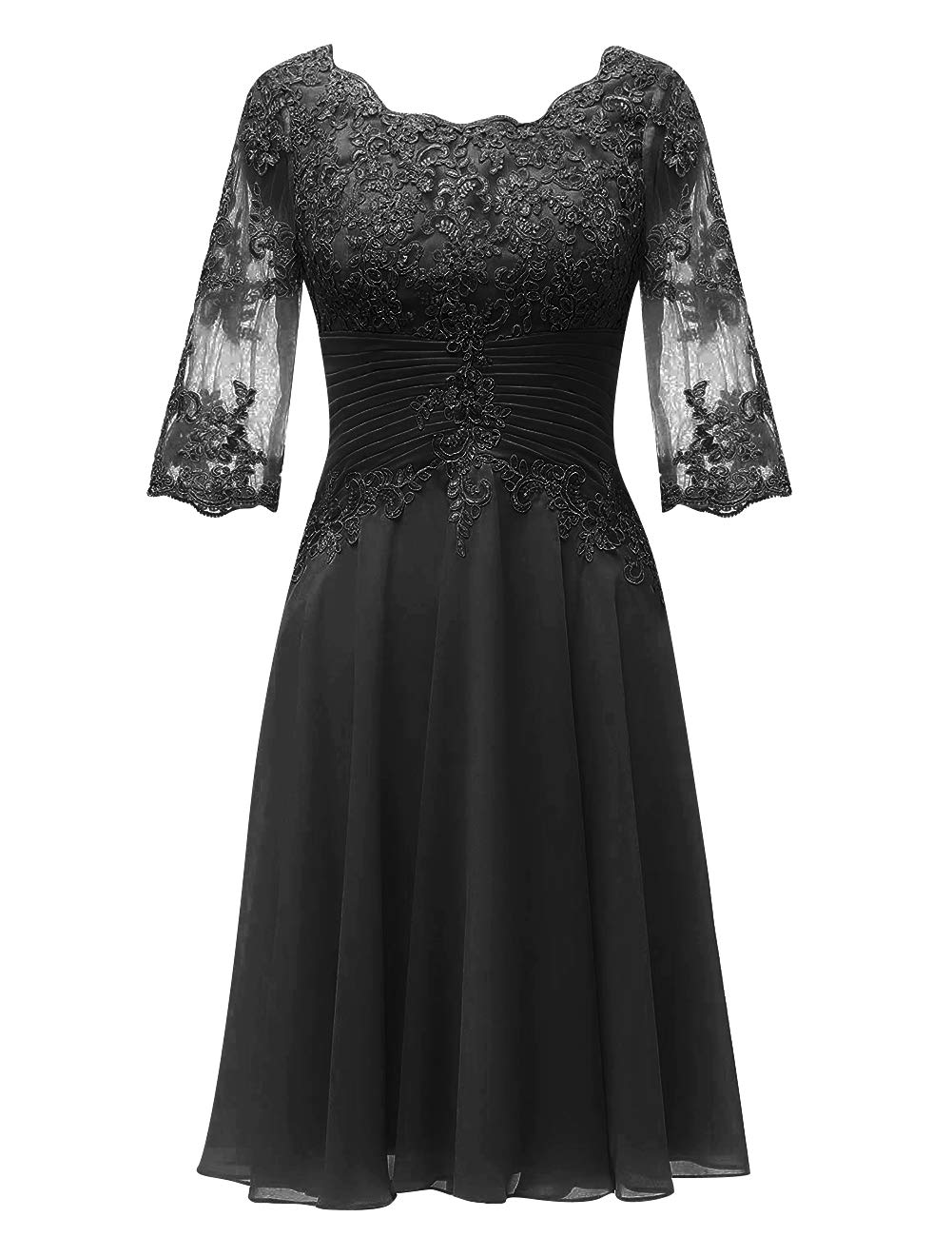 Elegant Short Mother of The Bride Dresses with Lace Applique & Sleeves - Formal Evening Gowns for Women - Perfect for Weddings, Cocktail Parties & Special Occasions
