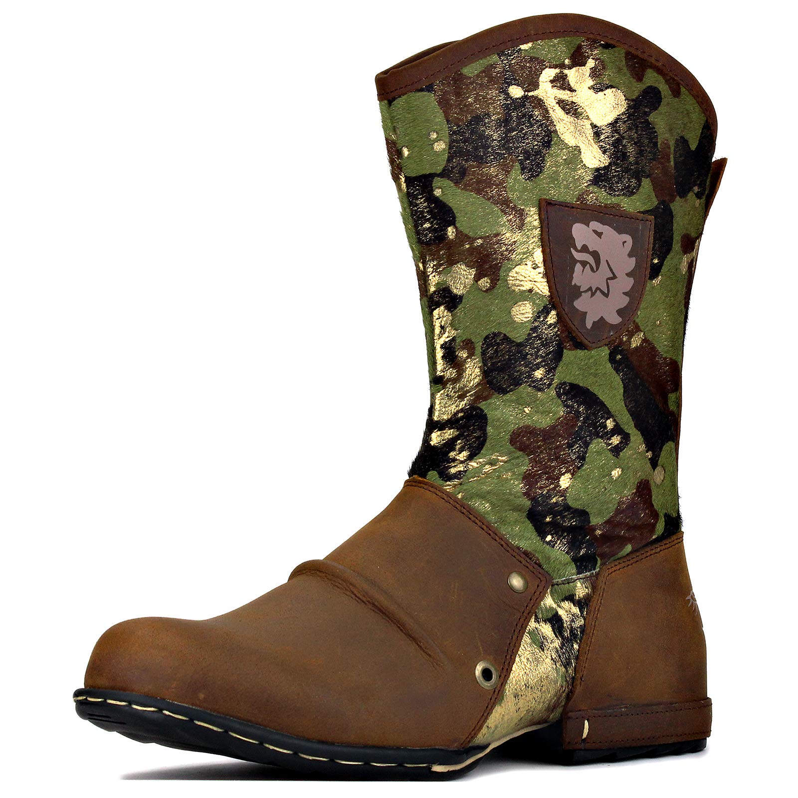OSSTONE Men's Designer Fashion Leather Chukka Western Boots - Zipper-Up Moto Boots Casual Shoes OS-5008-1-H10-B-US-R | Perfect for Motorcycle Riding, Western Style & Everyday Wear