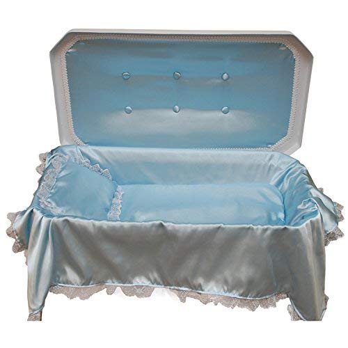 Premium Pet Casket - White & Blue Deluxe Pet Coffin for Dogs & Cats (3 Sizes Available) - Perfect for Pet Memorials, Funerals & Peaceful Goodbyes