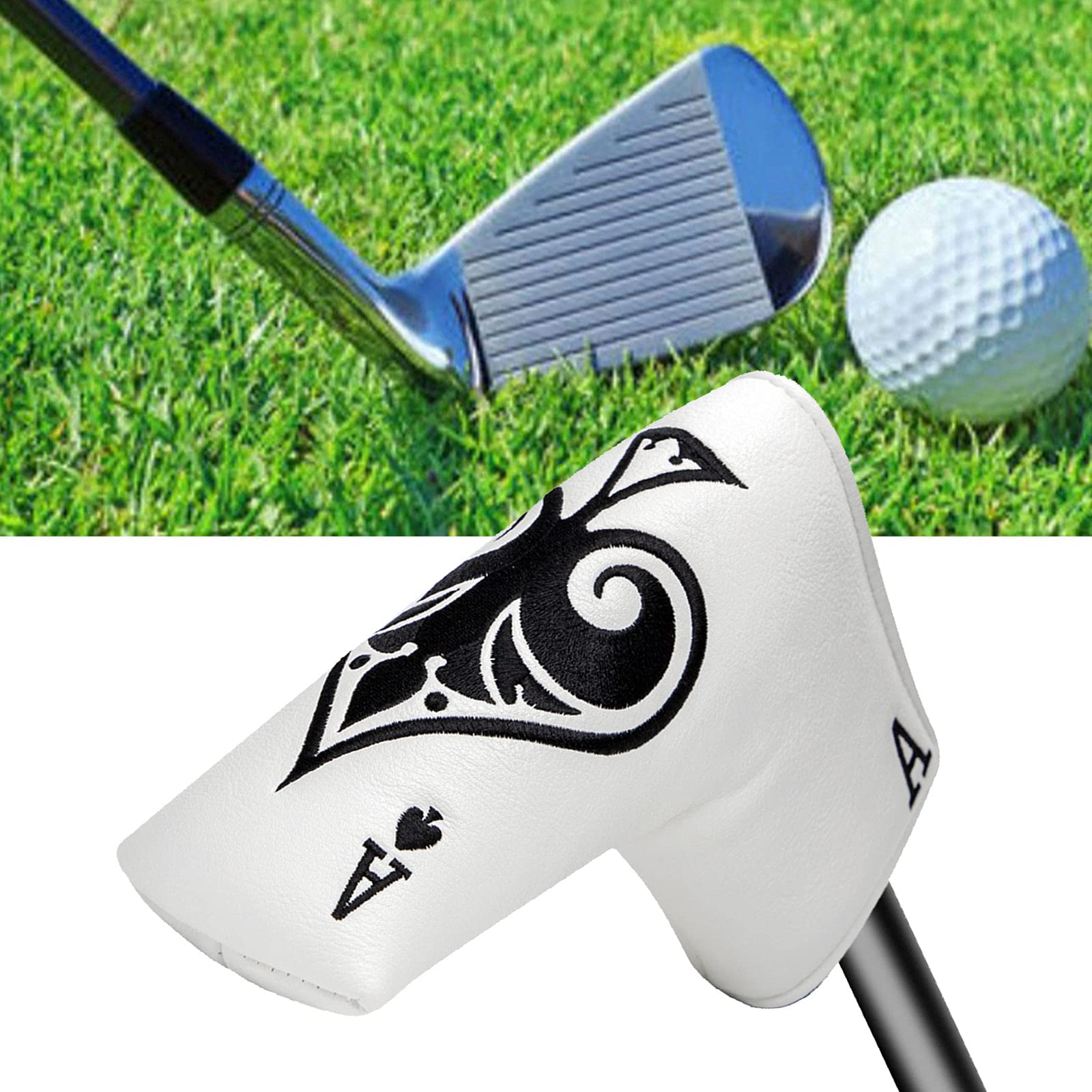 Waterproof PU Golf Putter Head Cover - Blade Protector with Embroidery for Standard Putters | Durable Club Protection for Rainy Days & Course Play