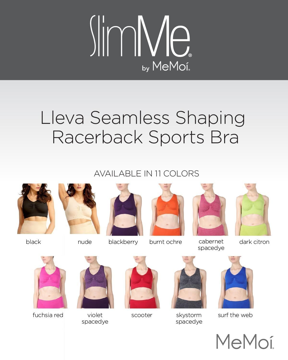SlimMe Racerback Sports Bras for Women - Seamless Workout Bra with Comfortable Compression - Sizes Small to Q2 - Perfect for Yoga, Gym & Running