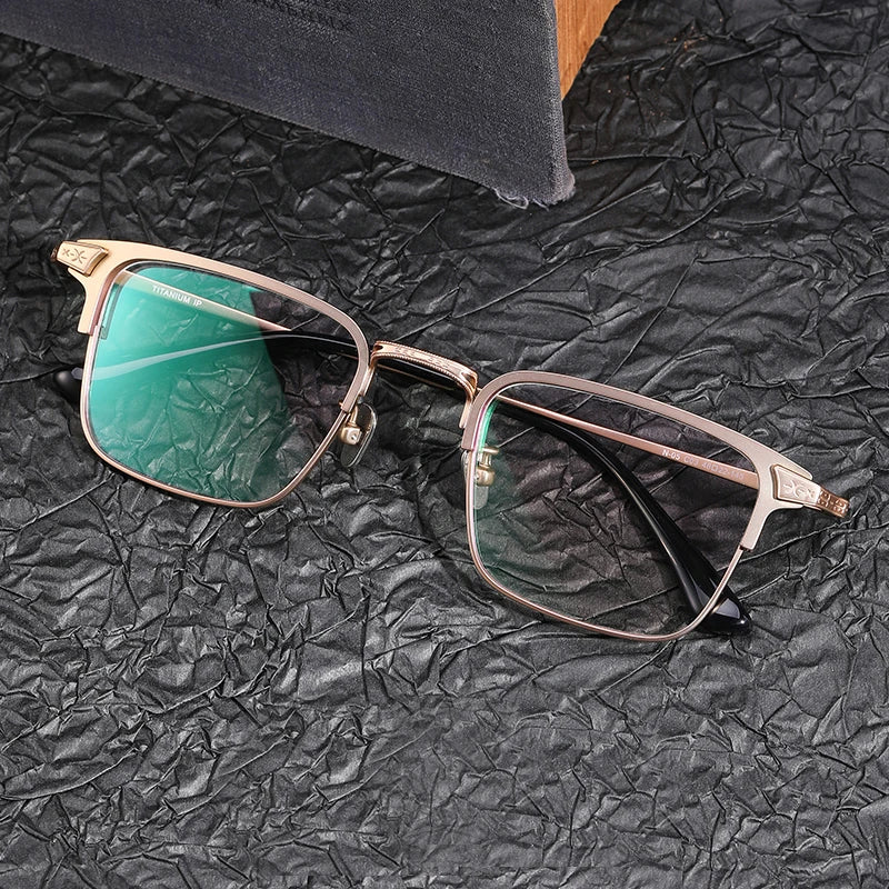 Stylish Black Unisex Titanium Square Full Rim Eyeglasses 1405 - Perfect for Reading, Work & Everyday Fashion